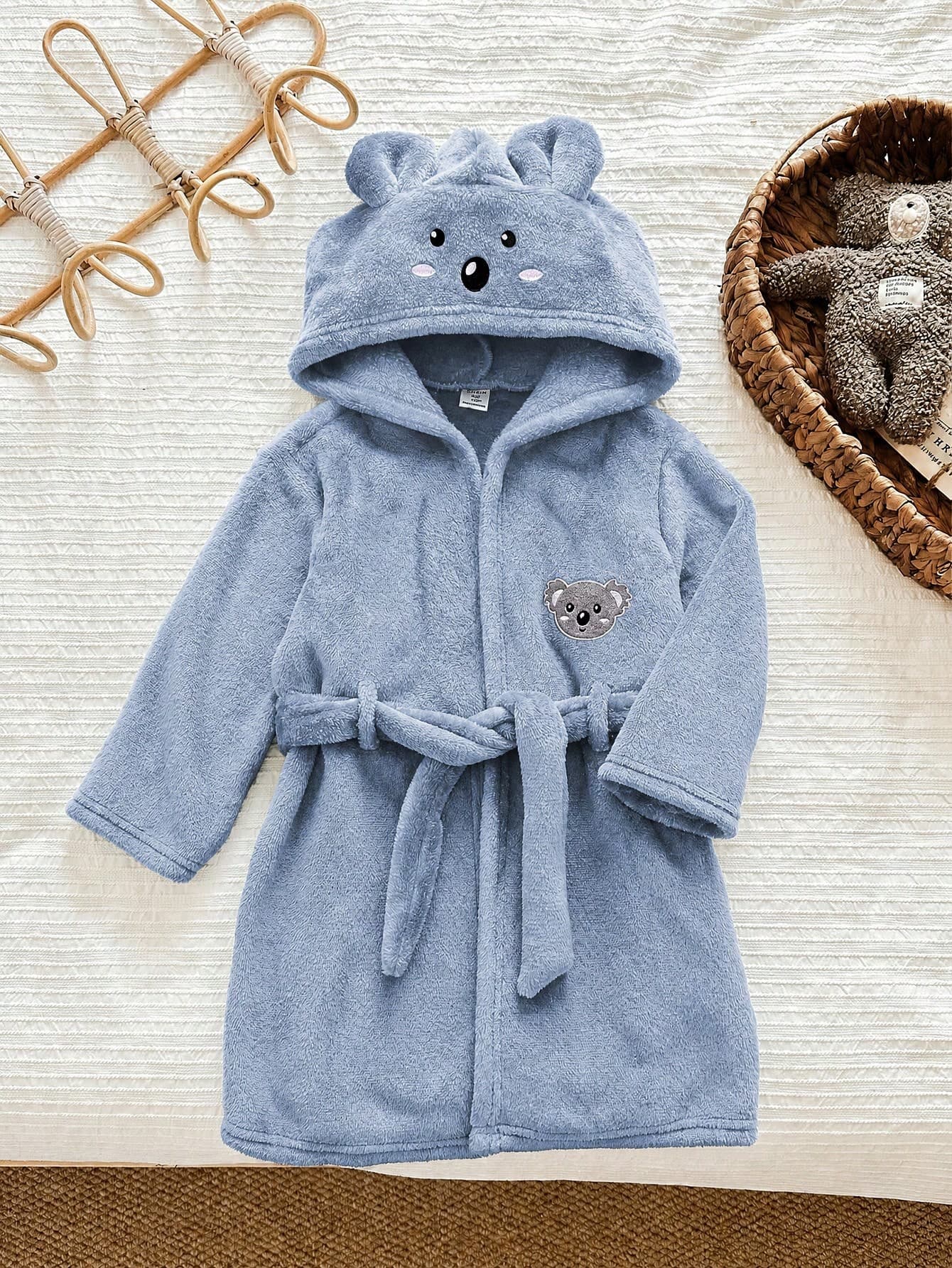 LMoss Kids Kids Young Boy Knitted Solid Color Embroidered Hooded Casual Autumn Winter Cardigan Loungewear