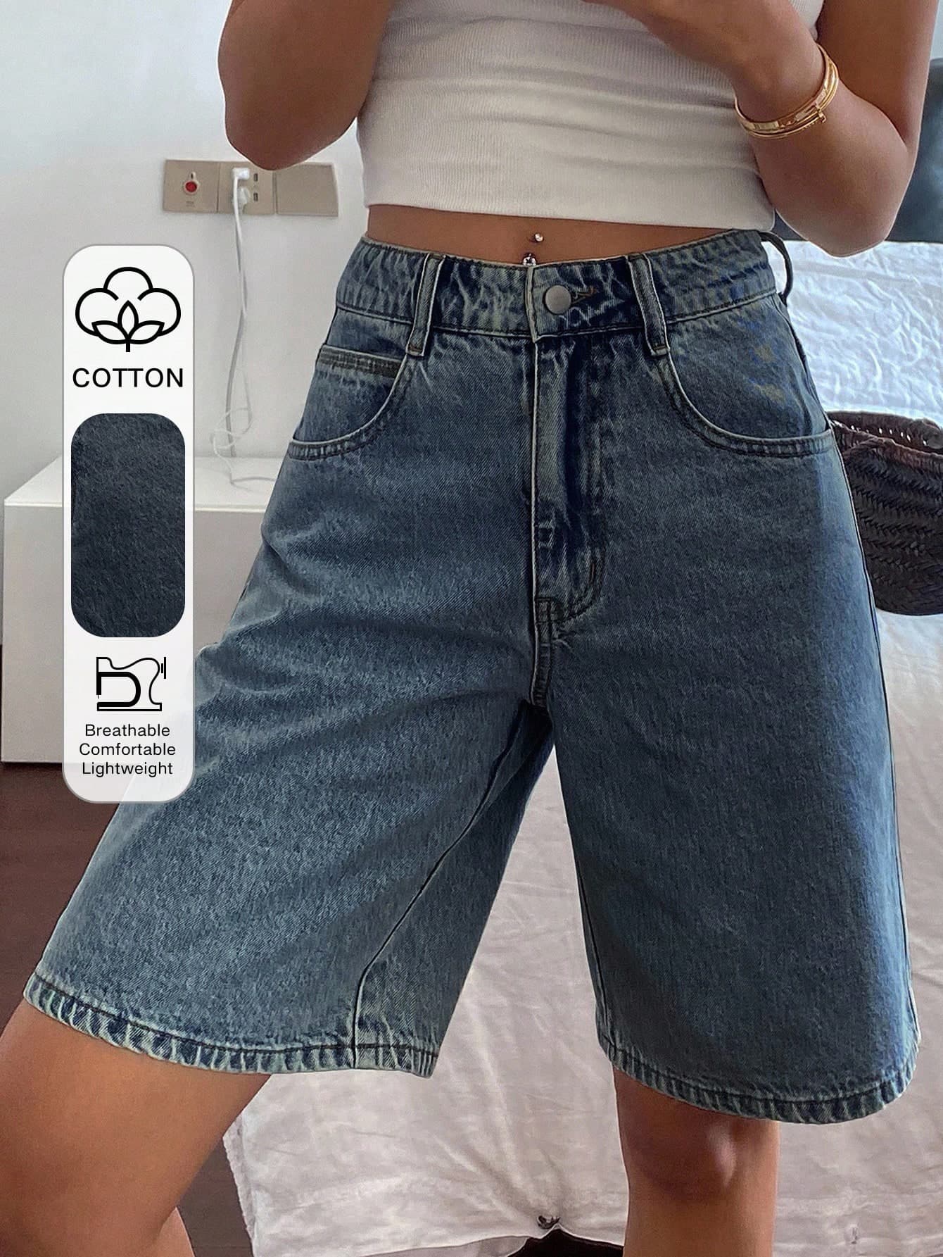 Livesso Tall Women's Casual Denim Shorts, Tall Women Summer