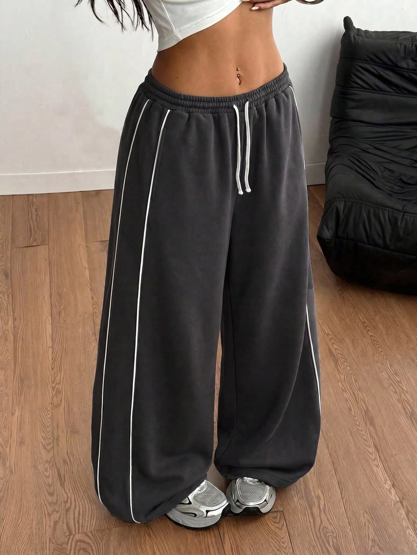 SHEIN Tween Girl Tween Girl Casual Cinched Waist Light Color Print Loose Sweatpants, Back-To-School Outfit, All-Match, Everyday Versatile Tween Girl