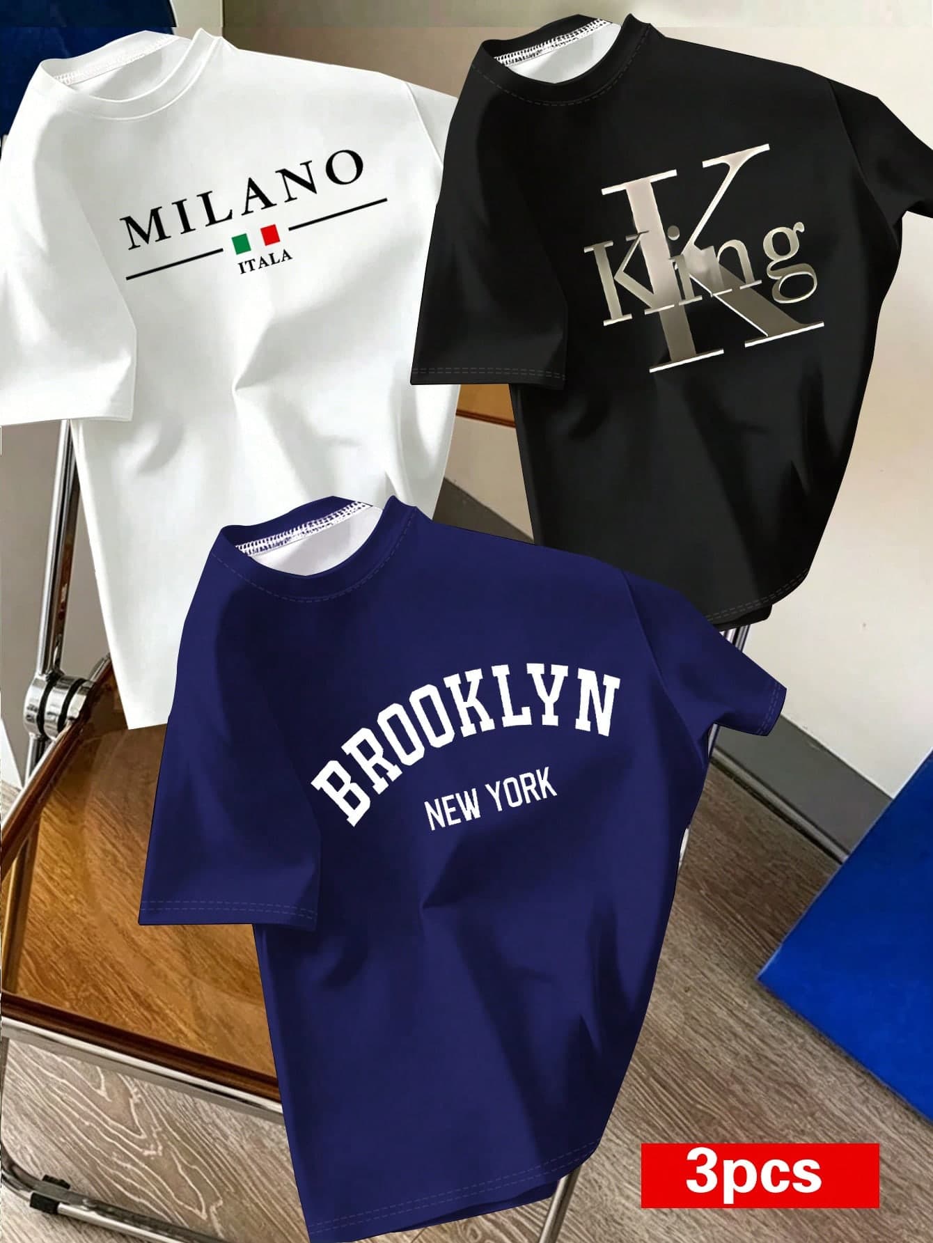 3pcs Boys Short Sleeve T-Shirts, New Spring/Summer Style, Three-Color Letter Print, Cool And Stylish, Fashion Casual Versatile Summer Design