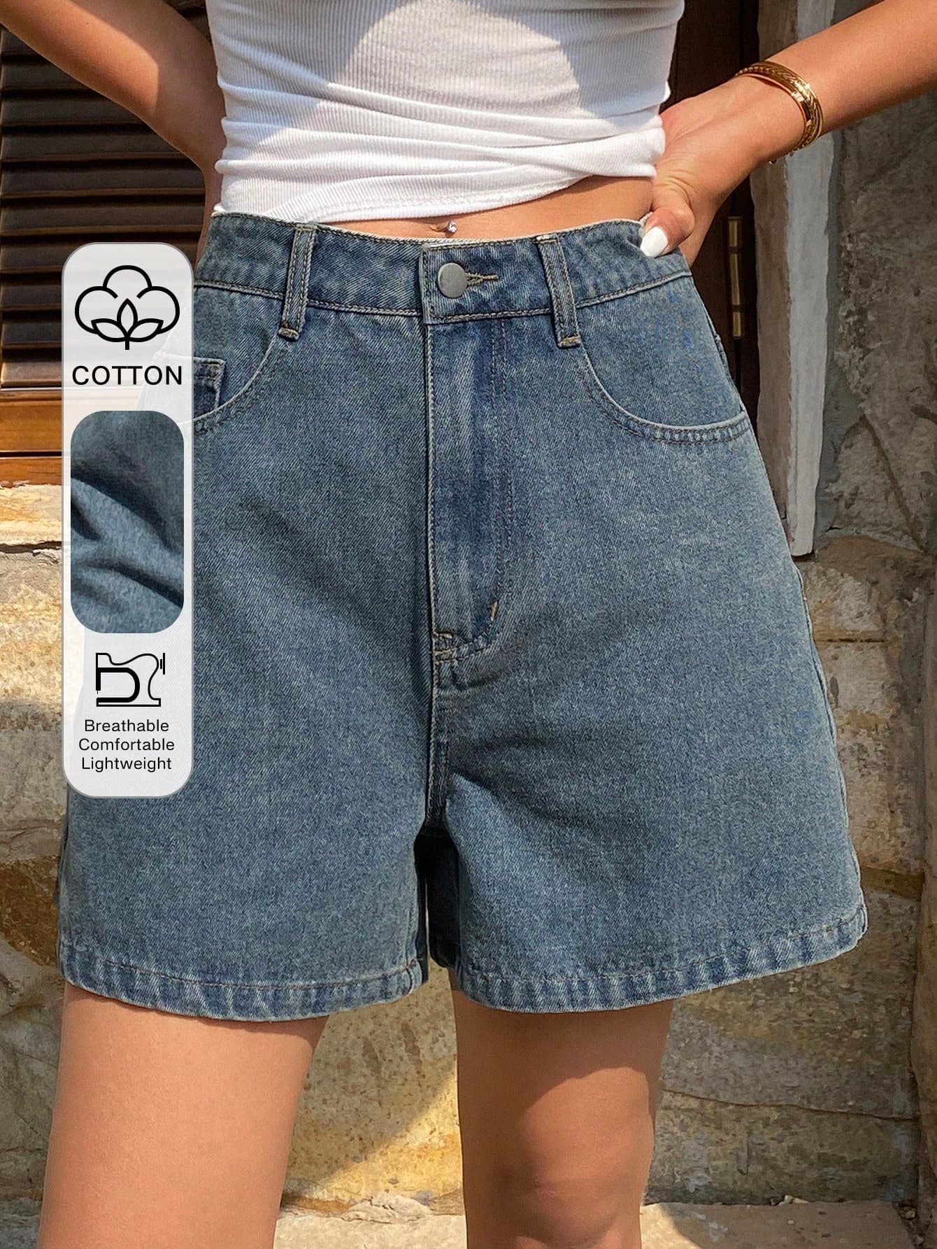 Dazy Tall Women's Regular Waist Casual Denim Shorts Summer, Tall Women