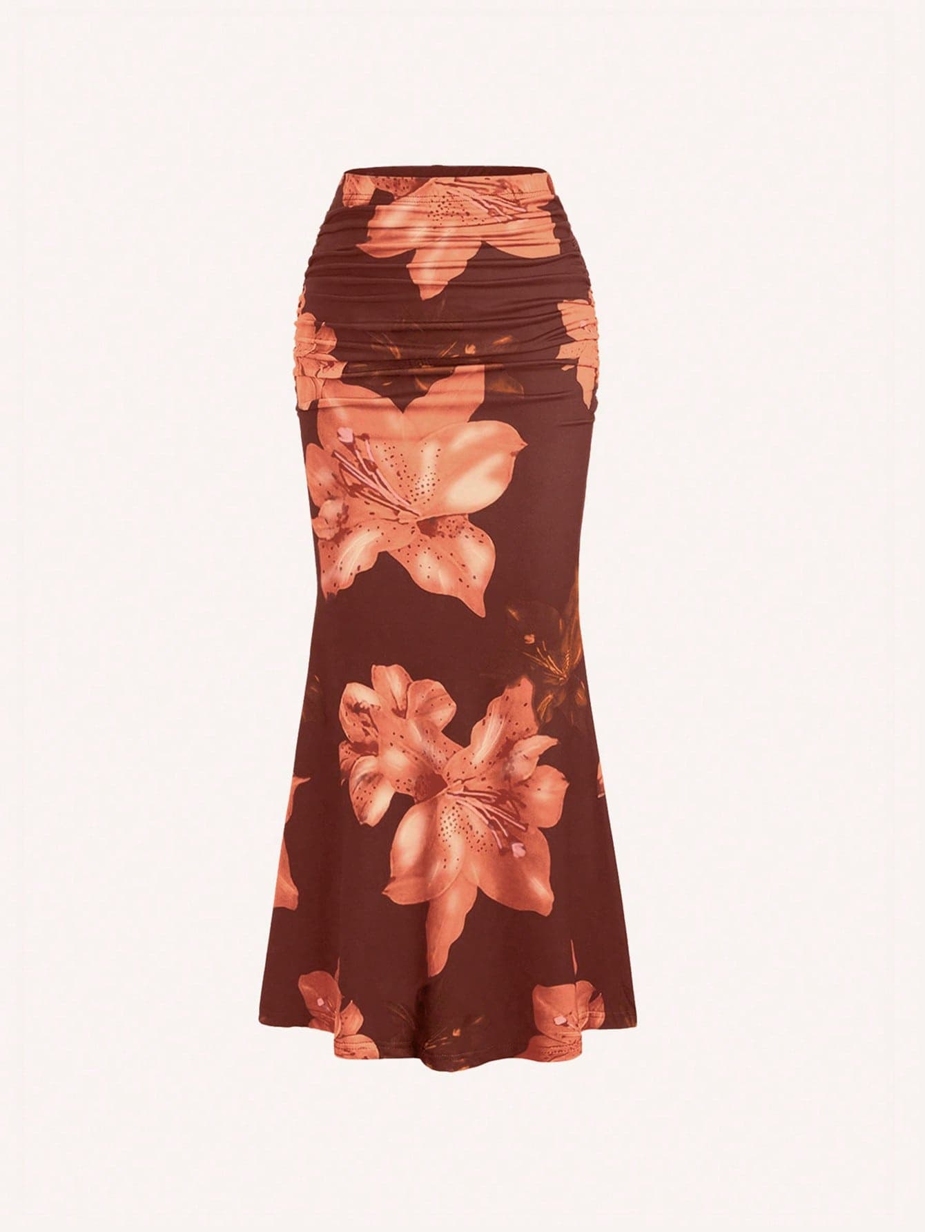 Sweetra Women's All-Over Floral Print Pleated A-Line Skirt, Casual Vacation Maxi Women Outfit
