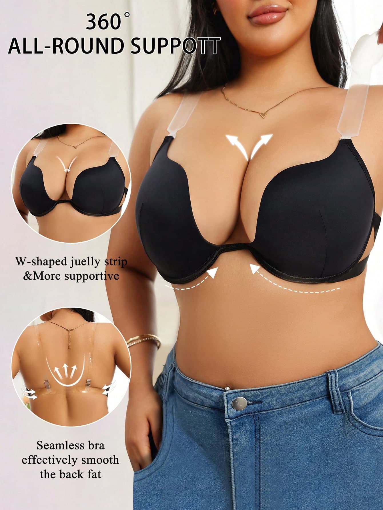DesireSculpt Plus Size Women's Solid Color Comfortable Daily Wear Bra, Lift