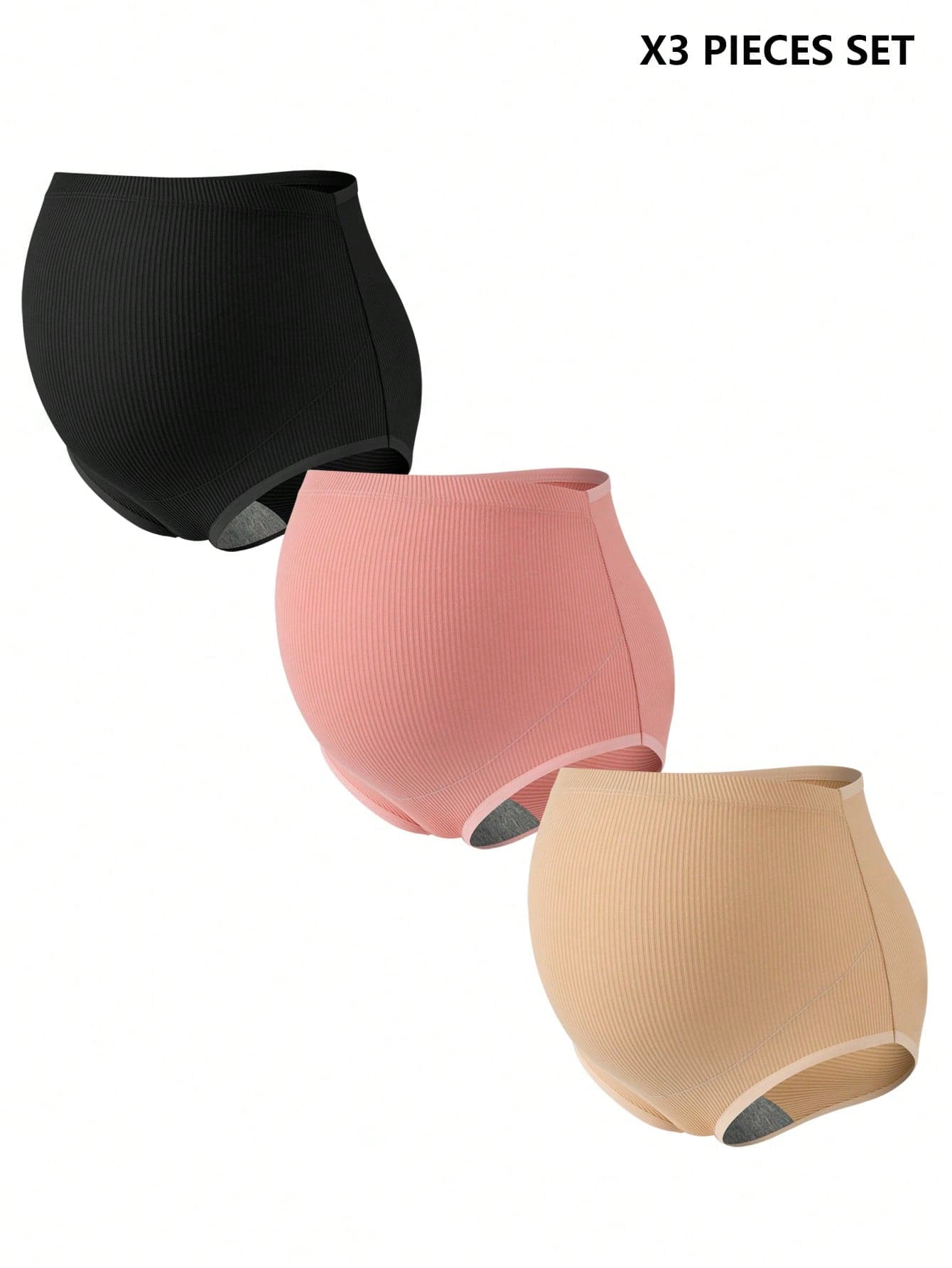 Moonlight&Mama 3pcs Solid Color Women's Traceable Cotton Fabric Maternity Panties