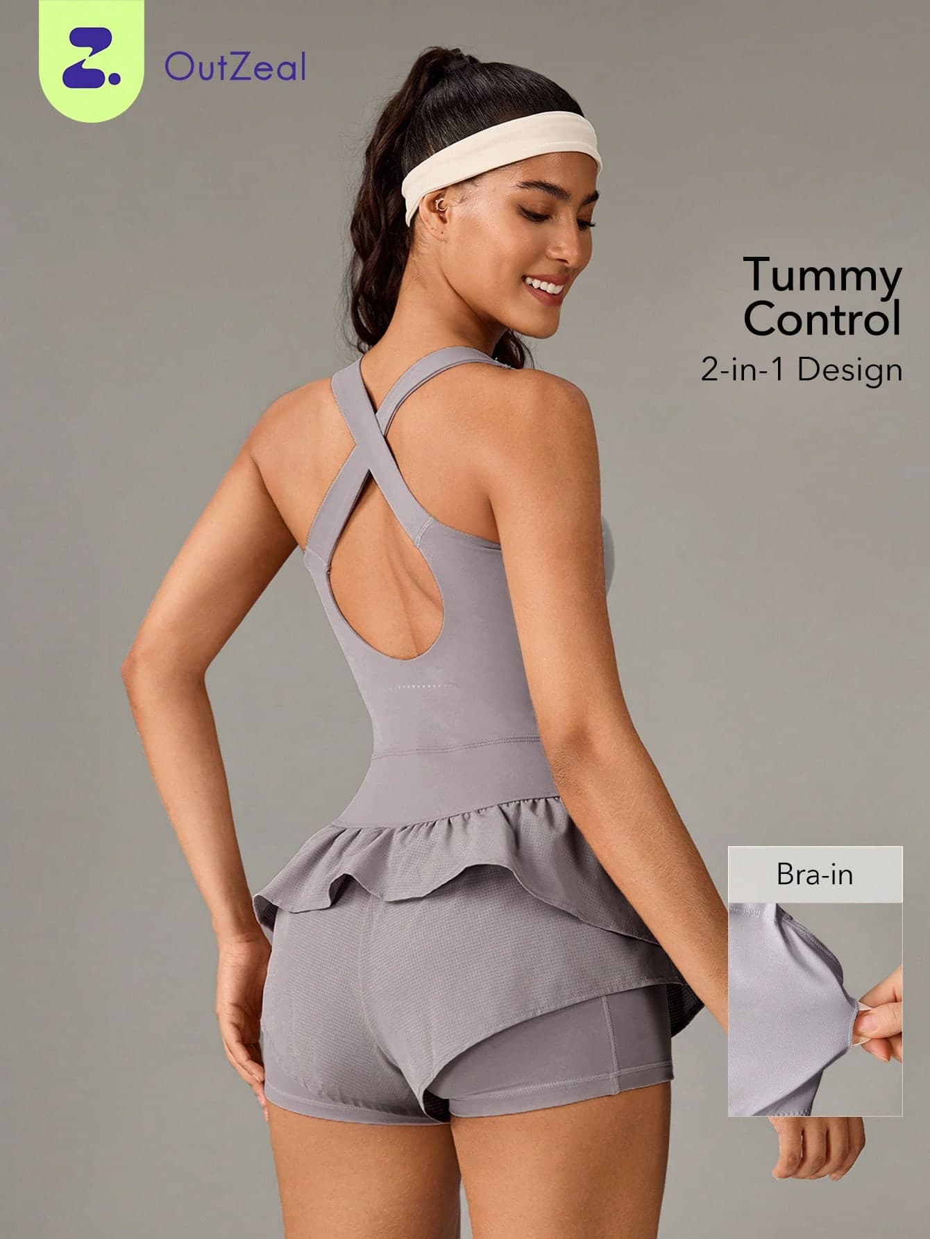 OutZeal Romper Women Sports Jumpsuits Workout Gym Fitness Buttery Soft Bra-In Adjustable Straps With Pocket