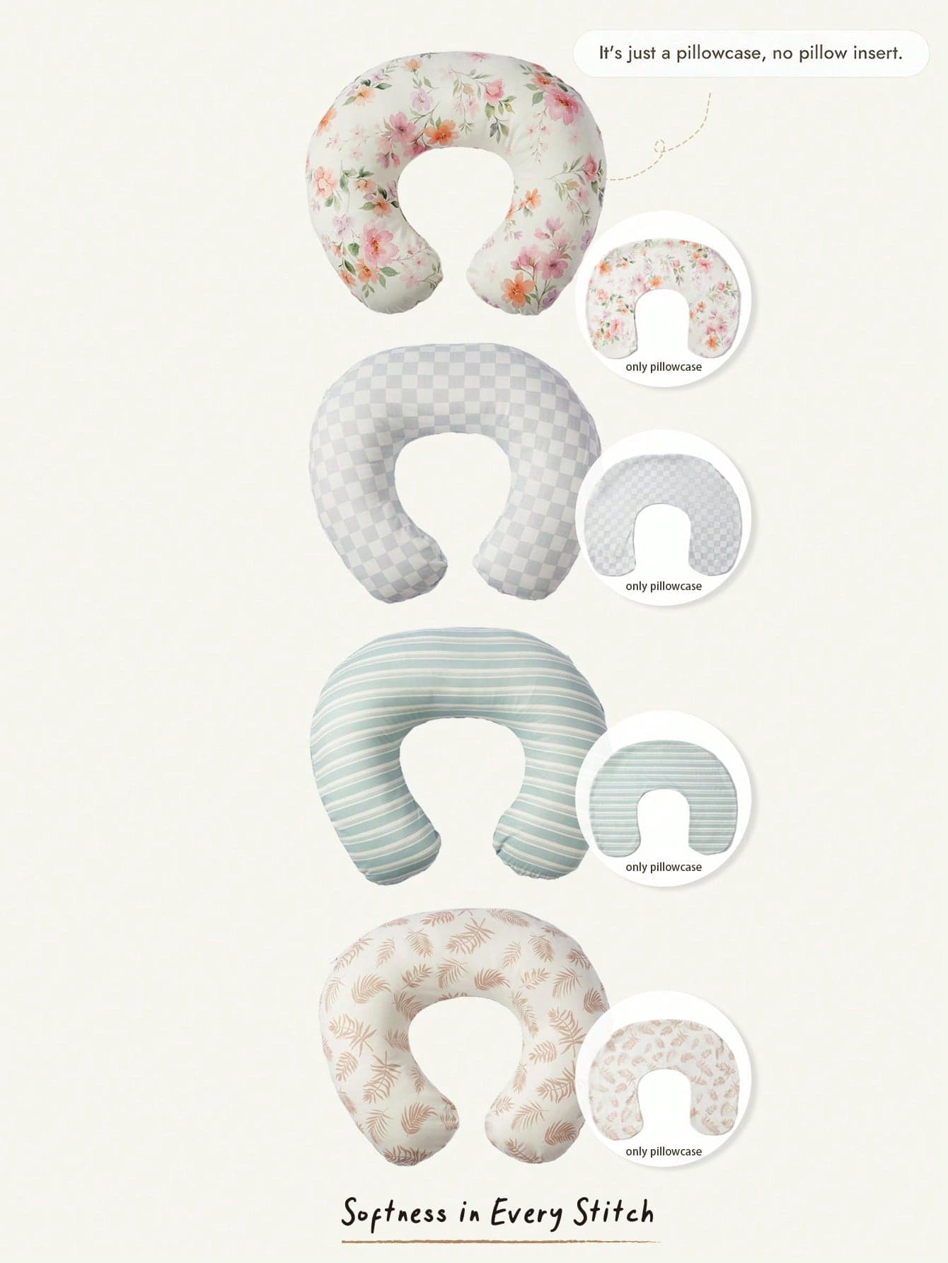 Cozy Pixies 1 Piece Printed Pattern Maternity Breastfeeding Pillow Pillowcase (Excluding Pillow Core), Can Be Replaced And Cleaned, Light, Soft And Comfortable