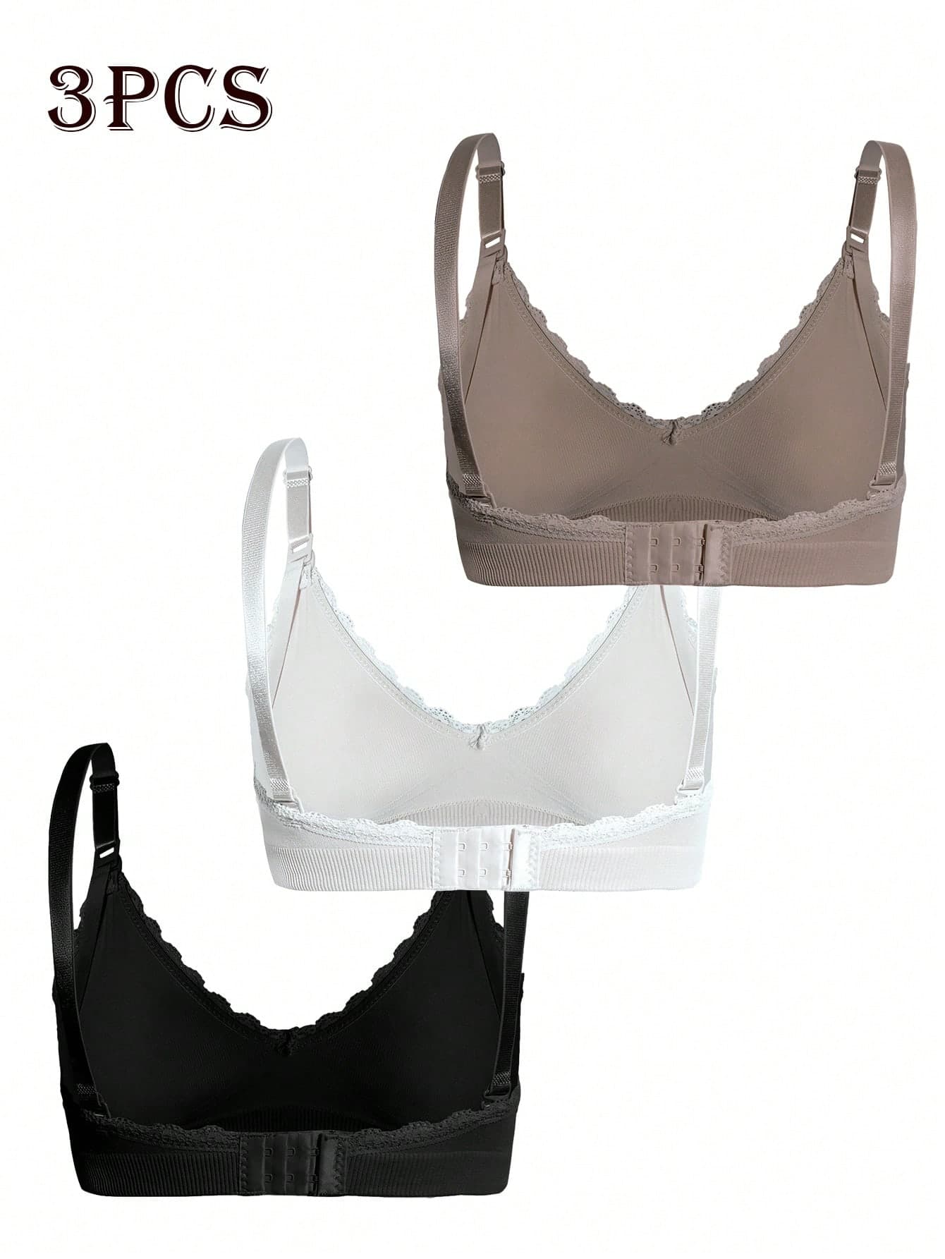 Moonlight&Mama Women's 2026 Fashion Comfortable Minimalist Solid Color High Quality Seamless Maternity Nursing Bra 3pcs/Set
