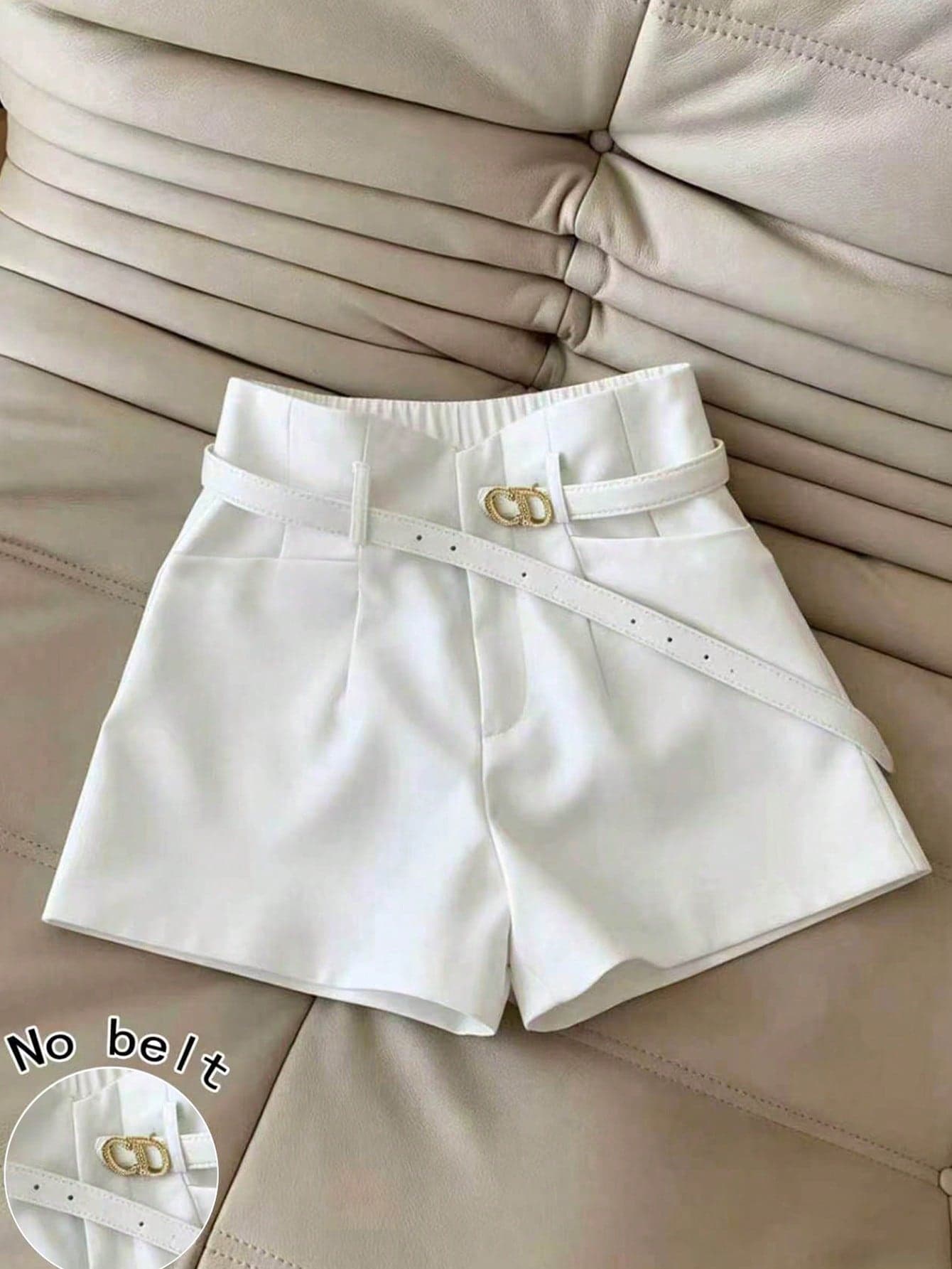 Franclia Women's Solid Color Pleated Pocket Loose Casual Shorts
