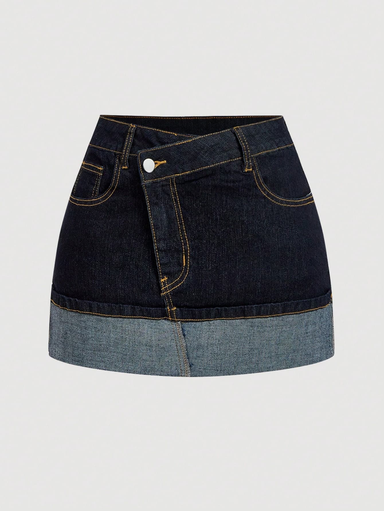 SHEIN MOD Women's Casual Versatile Denim Mini Skirt With Pocket And Button For Daily Outings