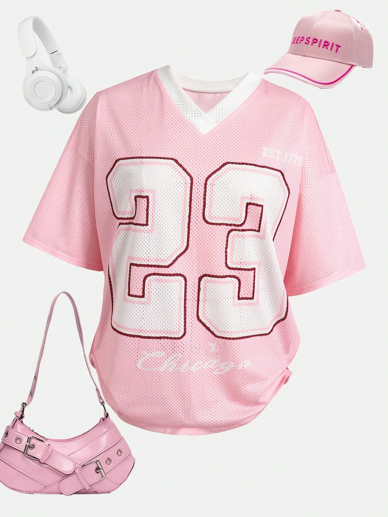 SHEIN Girlism Teen Girls T-Shirts Summer Casual Minimalist Pink Letter & Number Pattern 23 Loose Short Sleeve T-Shirt Game Clothing, Suitable For Games