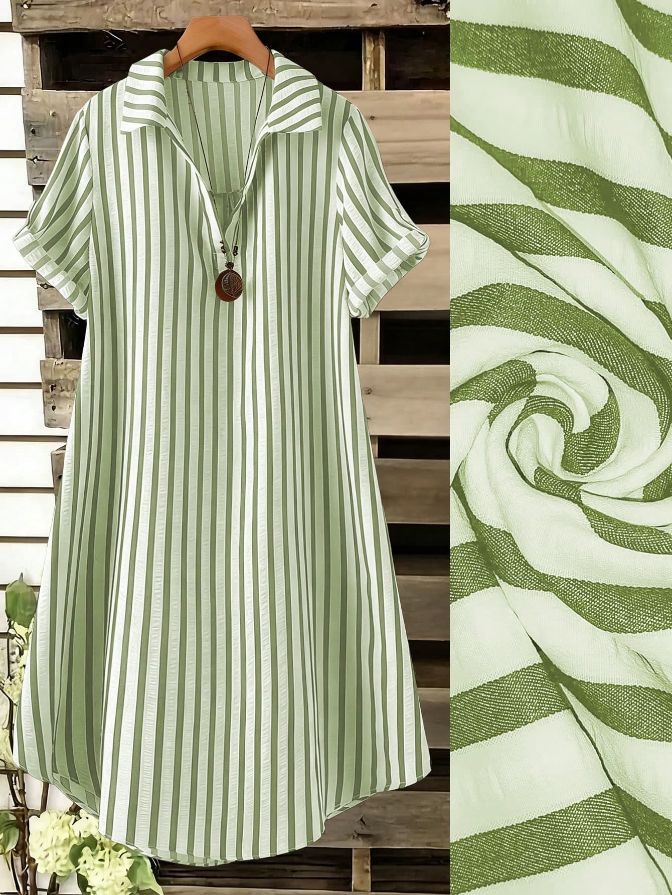 SHEIN Tall CURVE Plus Size Women's French Casual Boho Summer Short Sleeve V-Neck Tall Dress Vacation Light Green