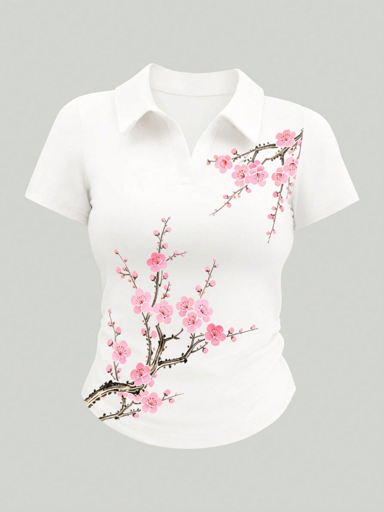 Airaco Women's Floral Print Short Sleeve Slim Fit Versatile T-Shirt For Vacation And Travel