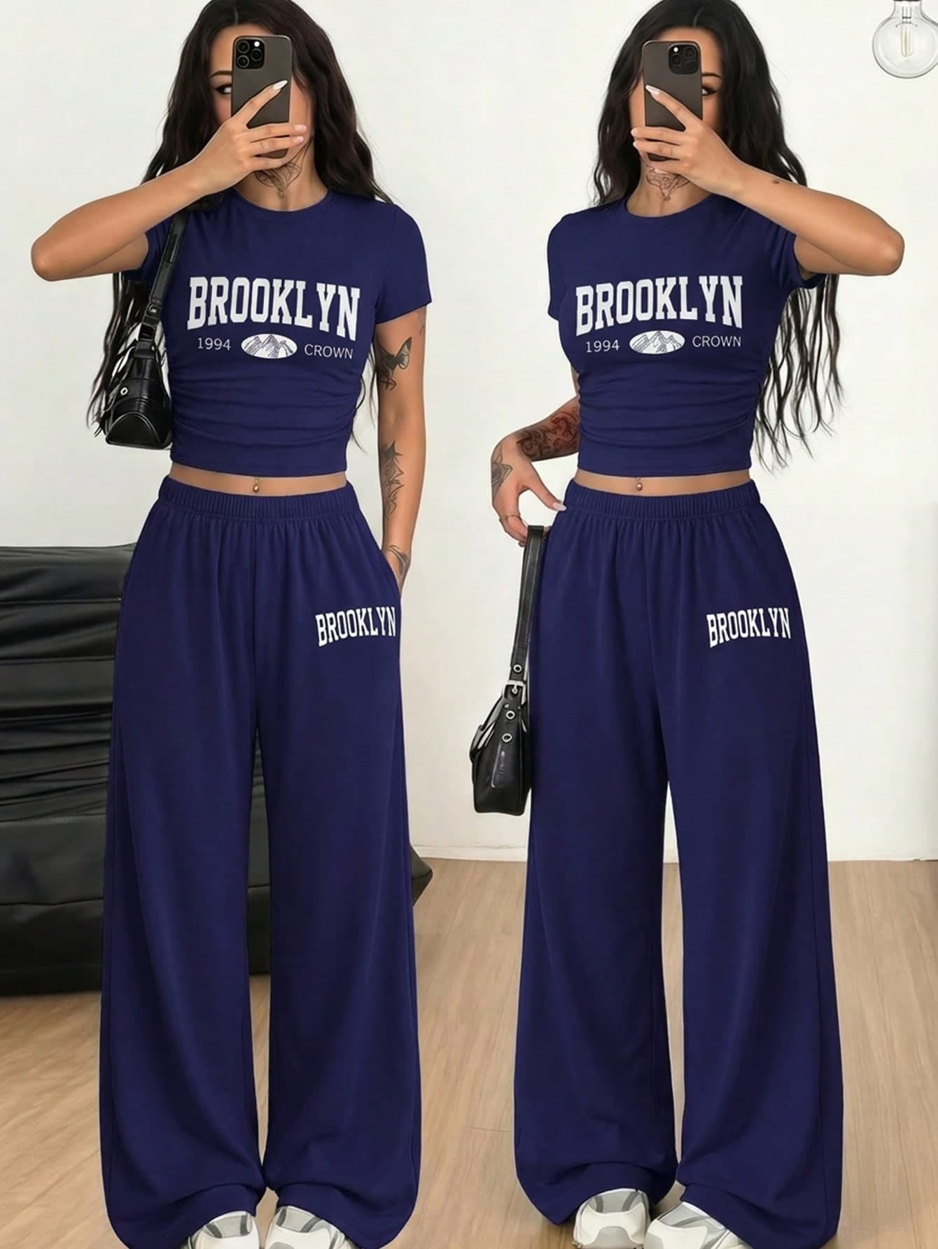 SHEIN Teen Girl Casual Daily Versatile Comfortable Loose Round Neck Short Sleeve Printed T-Shirt And Long Pants Set, Summer Outfit, Soft Knit, Suitable For Sports, Outings, Vacation, Travel, School, Campus, University, Etc. Teen Girl