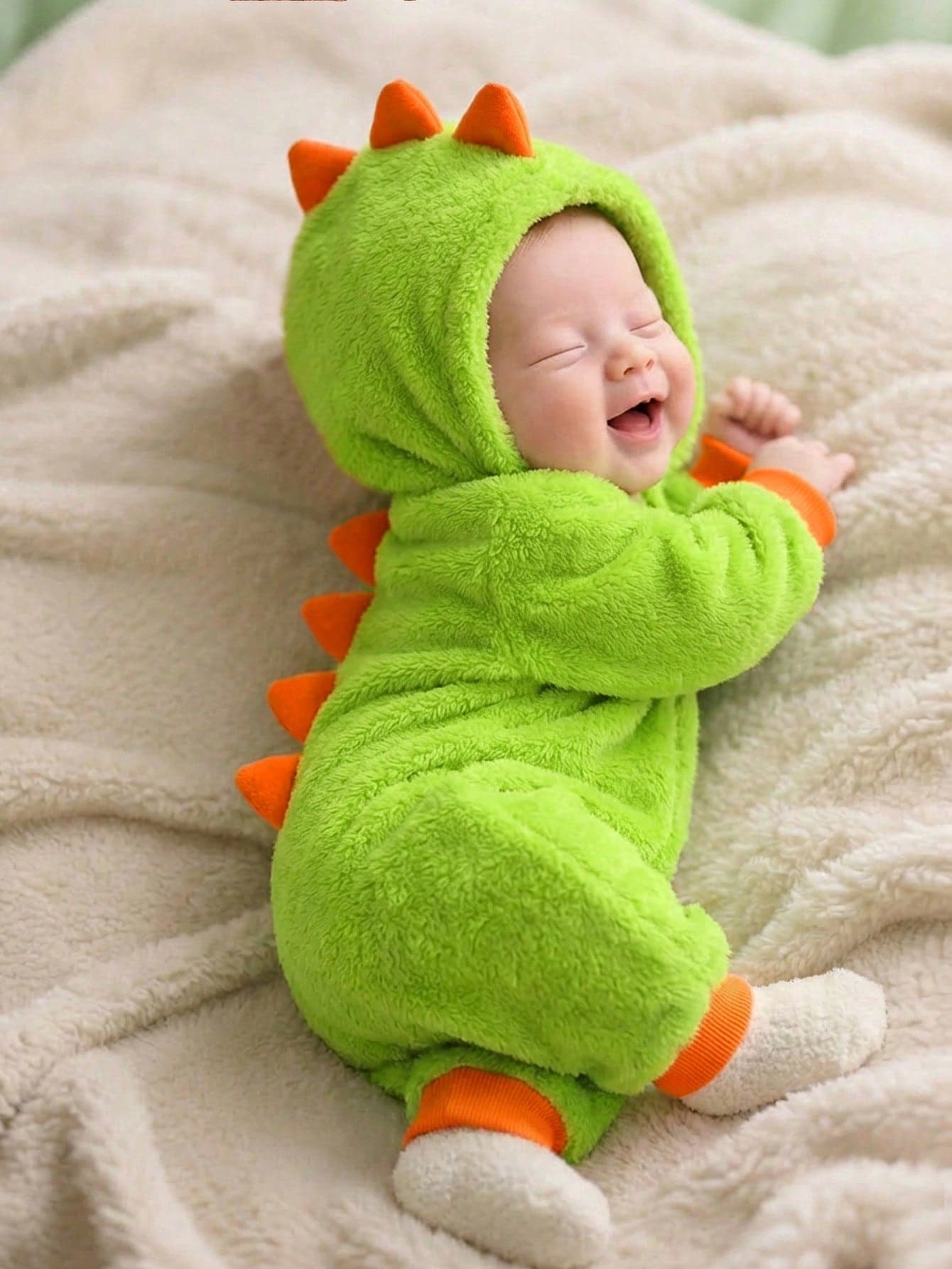 Newborn Colorblock Neon Green Hooded Jumpsuit, Cute Dinosaur Pattern, Comfortable Casual Fashion Daily Wear, Suitable For Indoor, Outdoor, Skiing, Daily Wear, Sports, Party, Photography, Holiday, Street Style, Christmas, New Year And Other Occasions.
