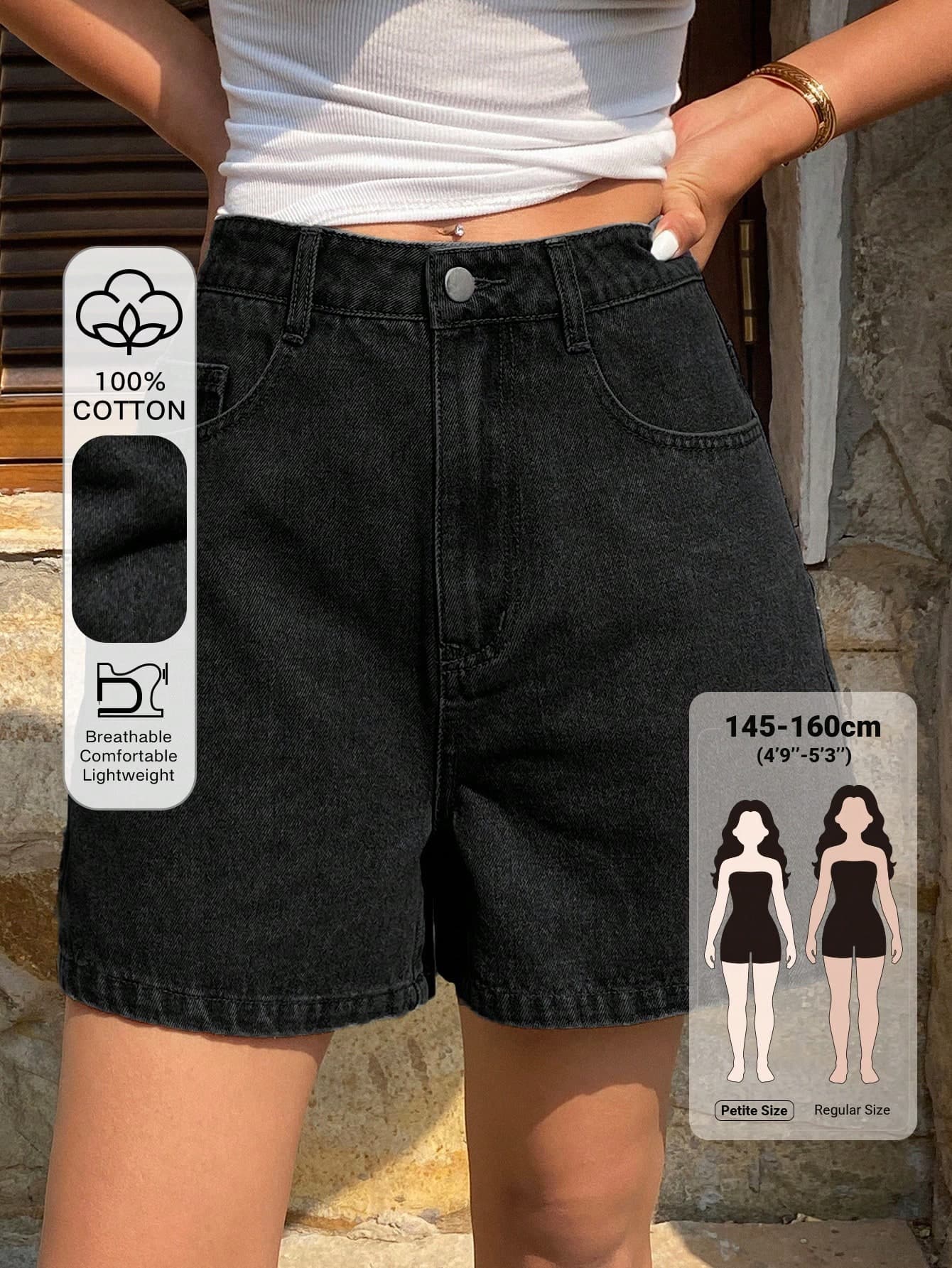 DAZY Women's Washed Vintage Casual Denim Shorts Jorts Summer Petite