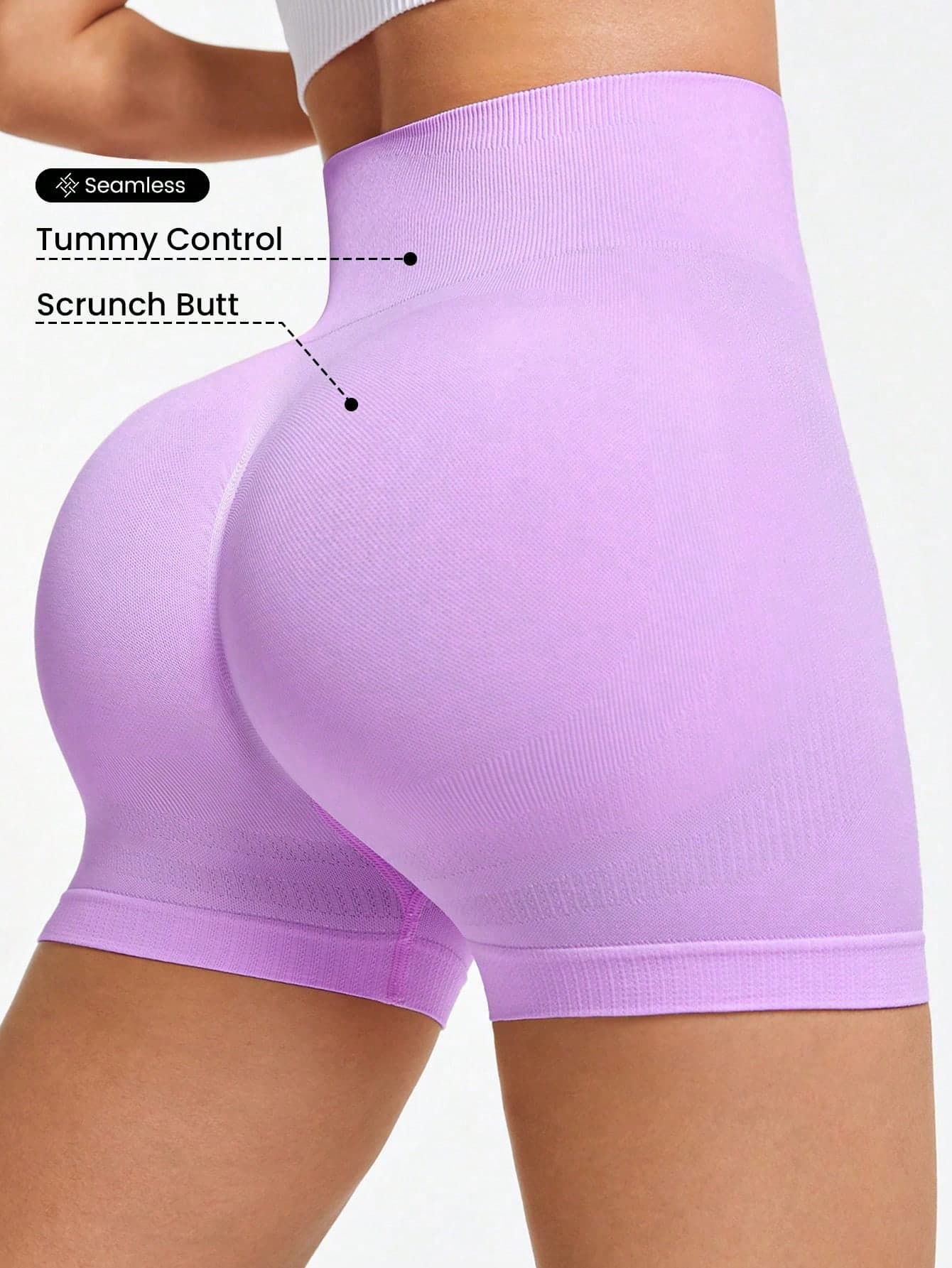 Slayform Solid Color High Waist Seamless Sports Shorts