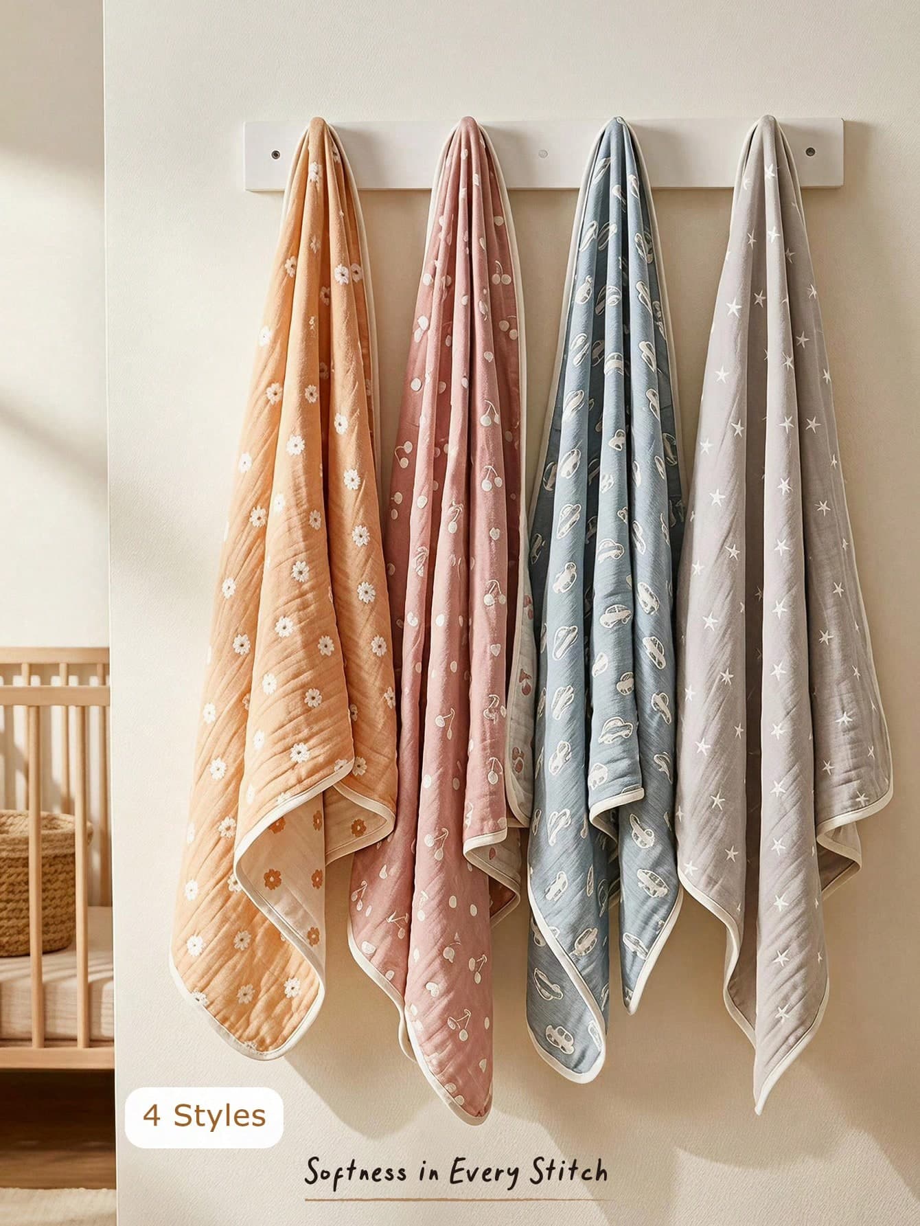 Cozy Pixies 1-Piece Baby Cotton Cute Jacquard Comfortable And Soft Blanket High Quality Soft Feel [Oeko-Tex] Certified