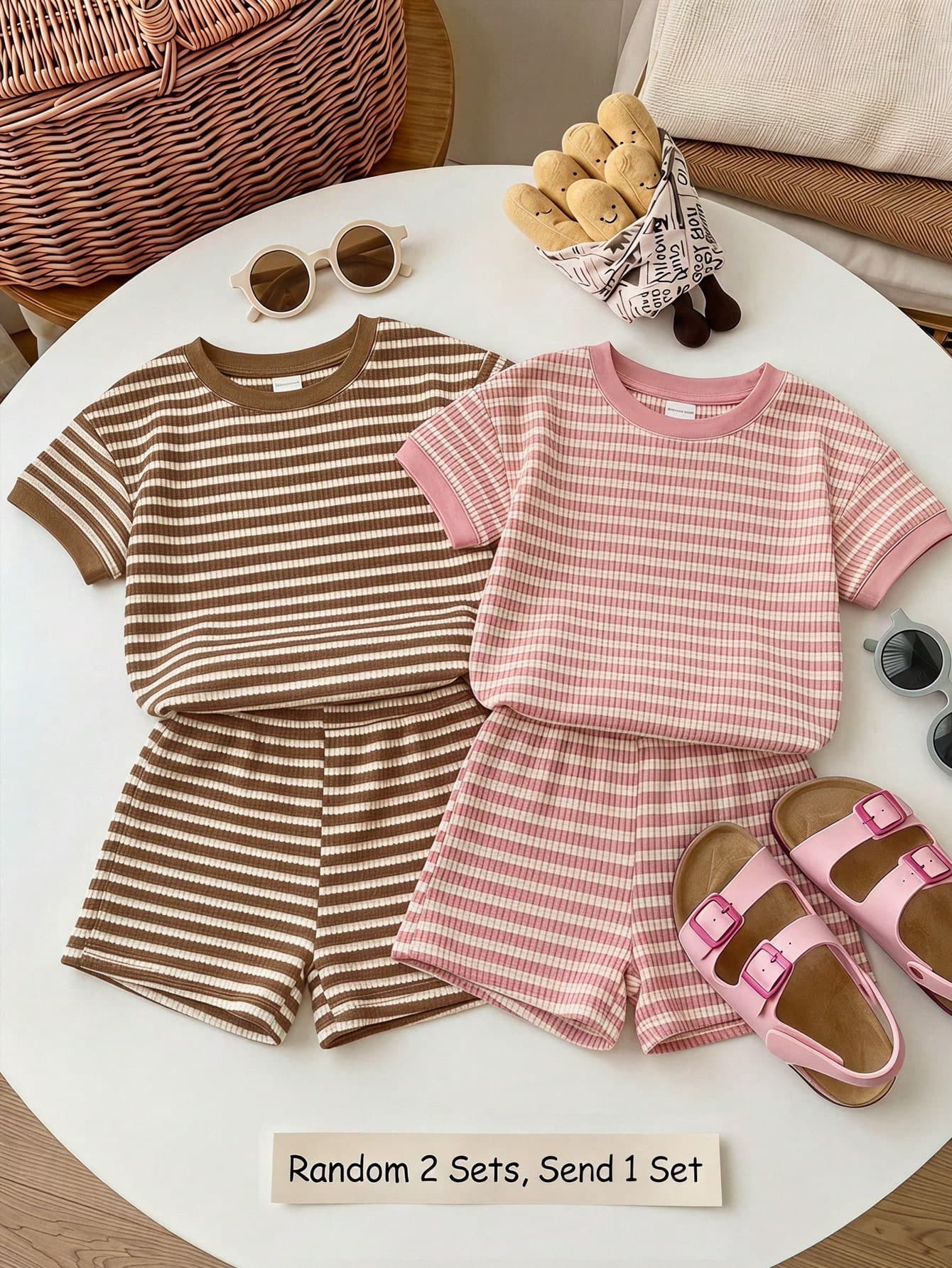 Young Girl Casual Minimalist Short Sleeve T-Shirt And Shorts 2-Piece Set Suitable For Summer
