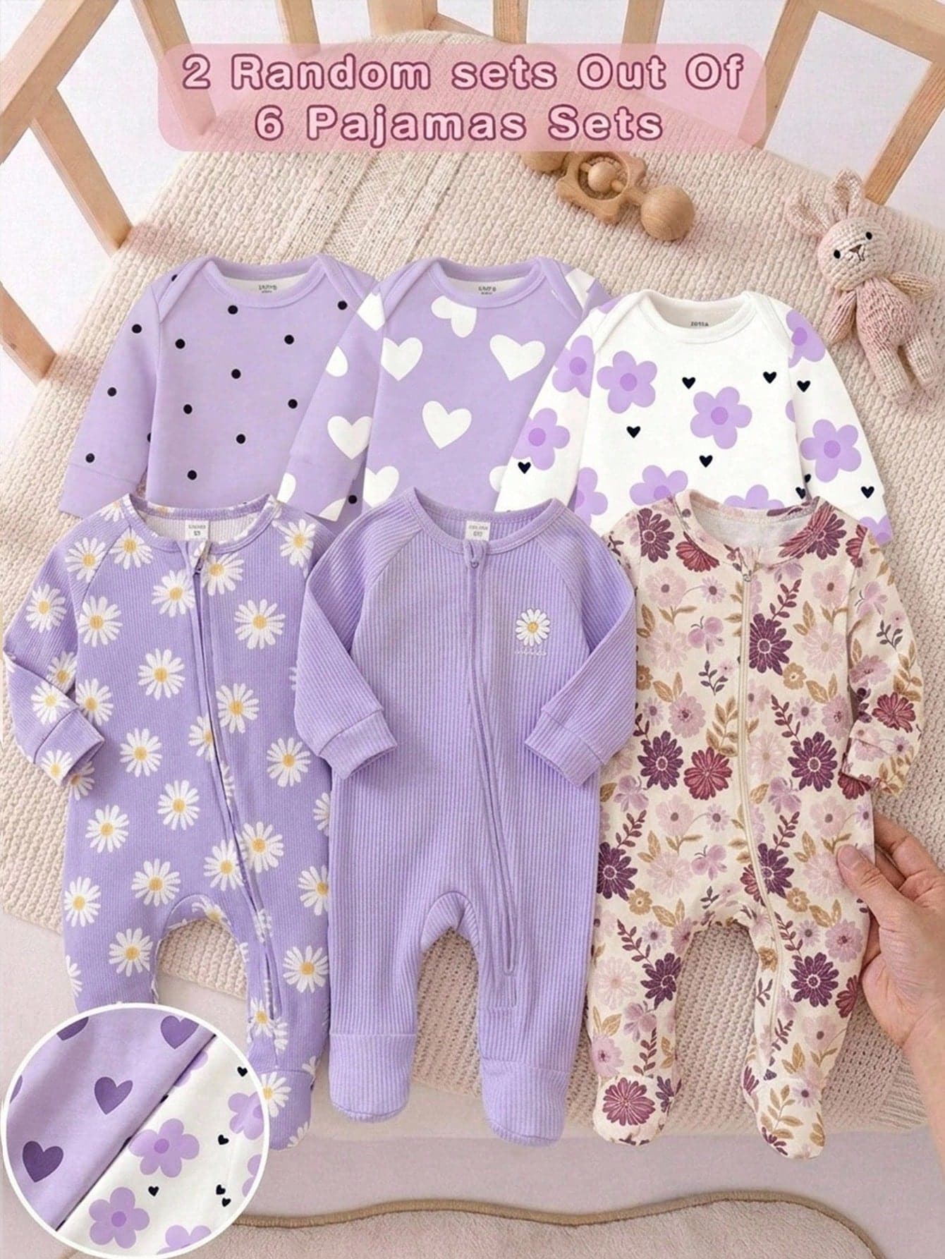 Newborn Baby Boy/Girl Daisy Print Pattern Knitted Soft Crew Neck Long Sleeve Jumpsuit 2pcs Set Baby Bamboo Fiber Zip Up Wear Baby Newborn Unisex Clothes Baby Cozy Pixies For Baby Girl By Girl Purple Clothes Purple Newborn Outfits Lilac Floral Outfits Baby Girl Newborn Baby Girl Matching Set Baby Girl Lavender Outfit Baby Lavender Outfit Newborn Baby Girl Purple Outfit Sets Newborn Clothes Girl Summer Set Purple Baby Summer Outfit Baby Flowers Outfits