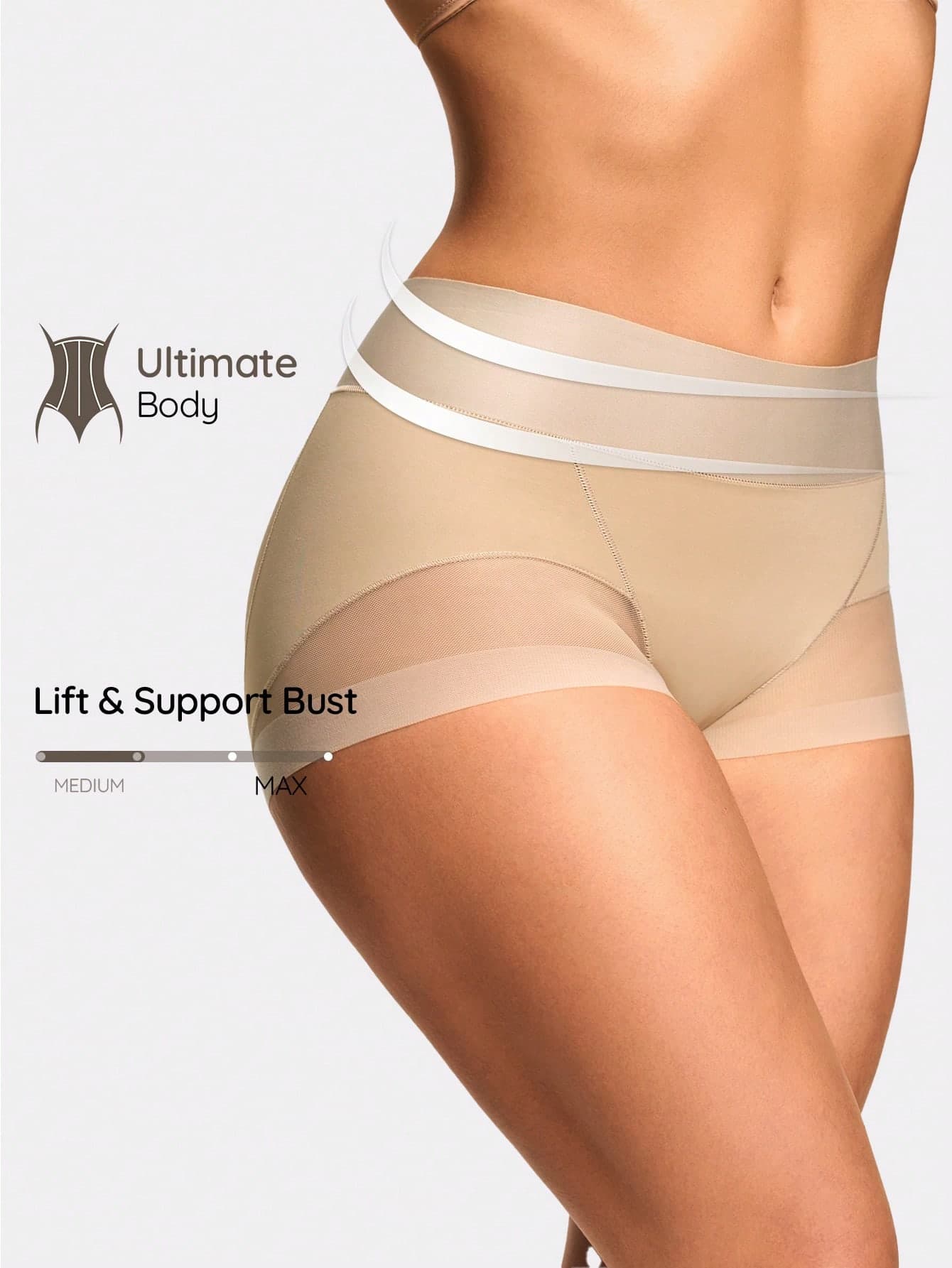 SHAPORA Women's Solid Color Contrast Mesh Body Shaping Shorts