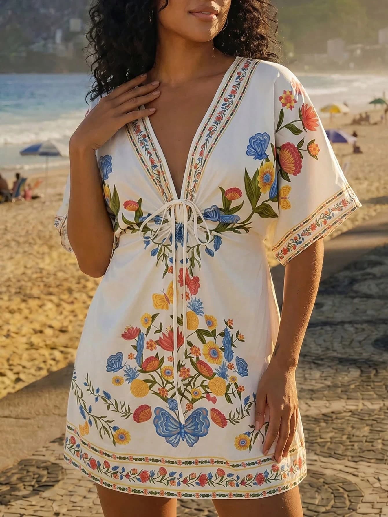 CAJUNI Women's Plus Size Casual Short Vacation Dress