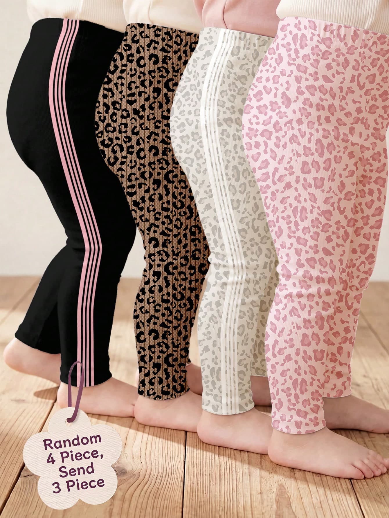 SHEIN Fashionable Retro Cream Leopard Print Series, Baby Girl Cute Comfortable Casual Leggings With Elasticity, Suitable For All Seasons Daily Wear, School, Outings, Street, Vacation, Picnic, Farm, Homecoming, Stylish Girl