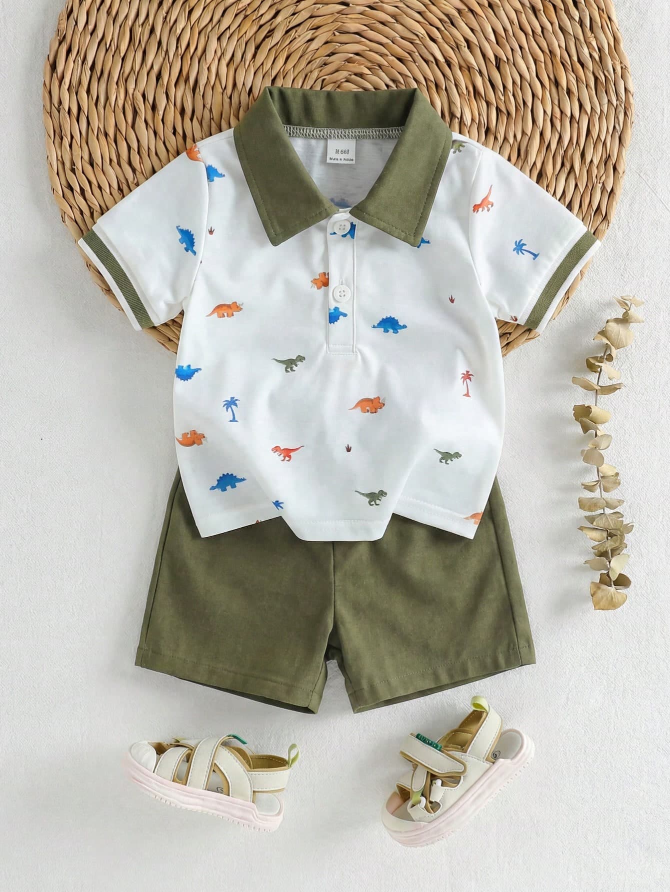 Souflis Souflis 0-3 Years Boys Dinosaur Print Lapel Comfortable Fabric, Suitable For Boys Back To School