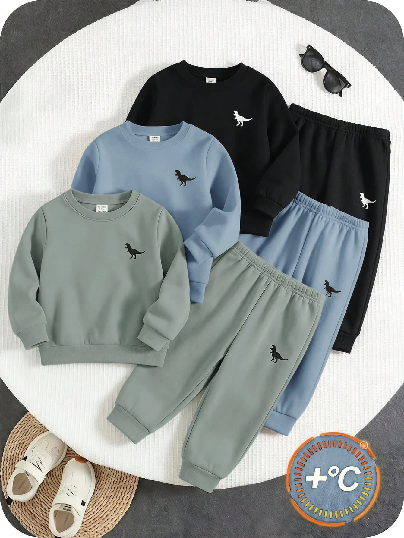 SHEIN Kids Infant (Boy) Autumn Sweatshirt Set Multi-Piece, Comfortable Versatile Casual Fashion Daily Cute Minimalist All-Match Style Pcs