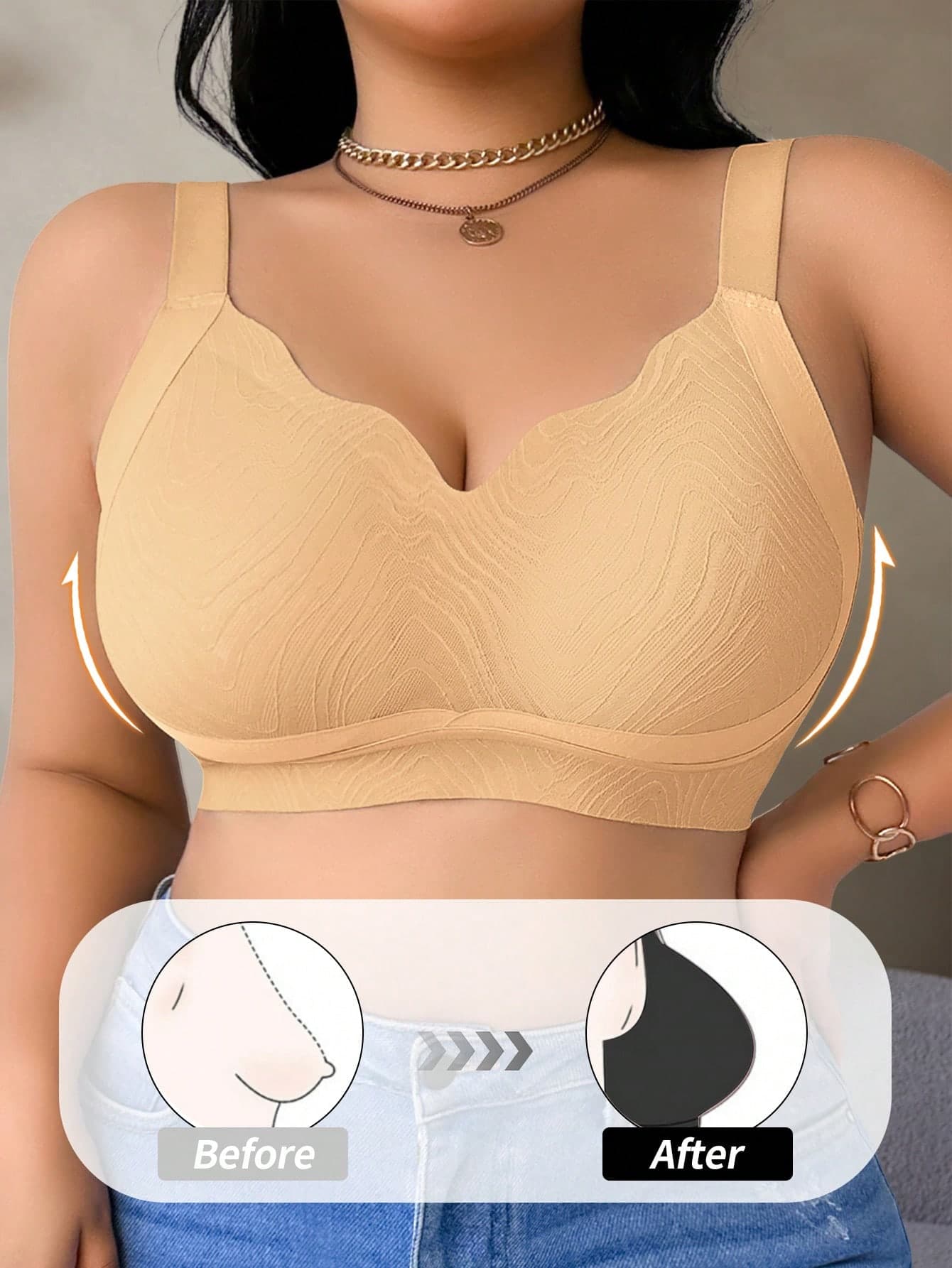 SHEIN Seamless Plus Size Wireless Bra, 1pc