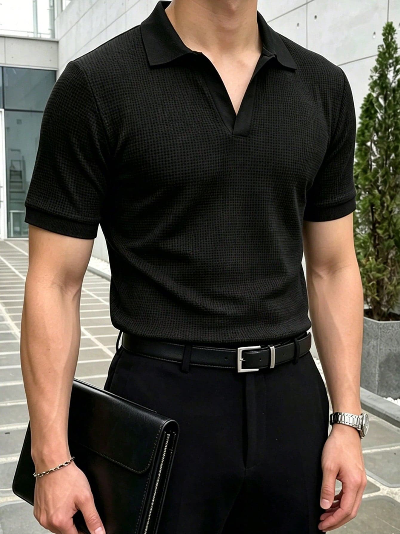 JOLTRO Men's Solid Color Short Sleeve Casual Commute Polo Shirt, Ceremony