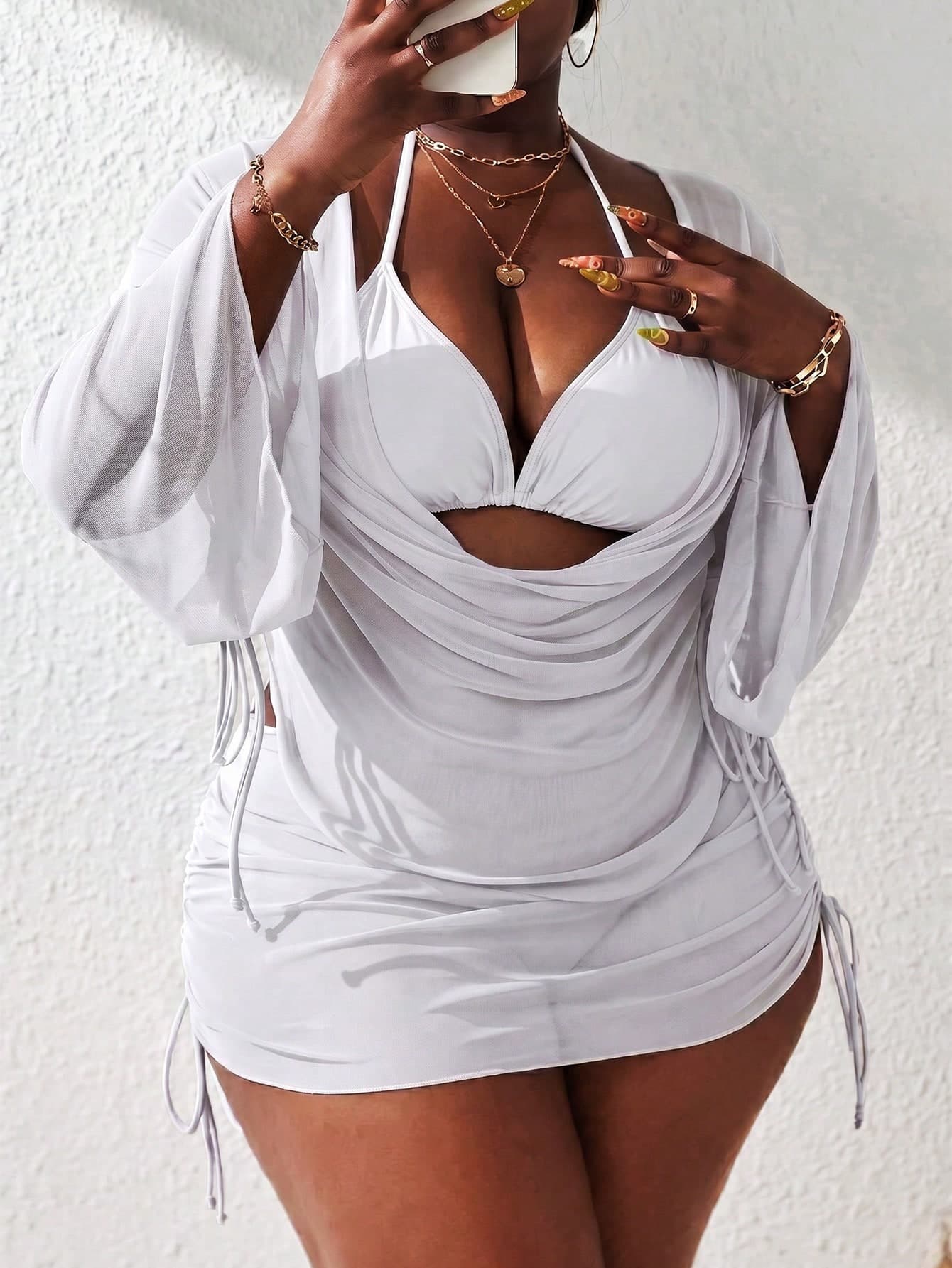 Slaydiva Plus Size 4-Piece Bikini Swimsuit With Cover-Up