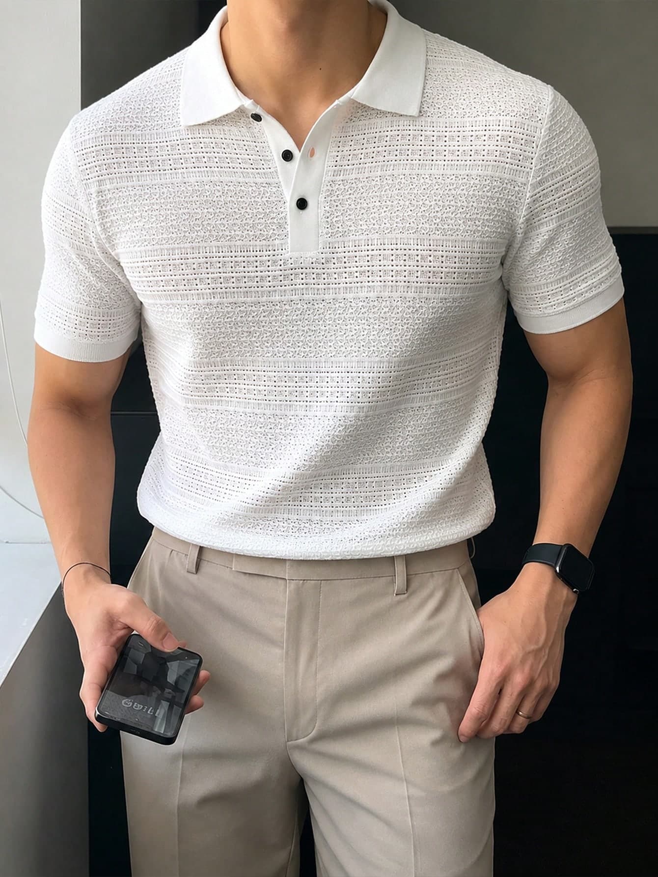 JOLTRO Men's Casual Summer Vacation & Commute Solid Color Short Sleeve Polo Shirt, Minimalist & Versatile