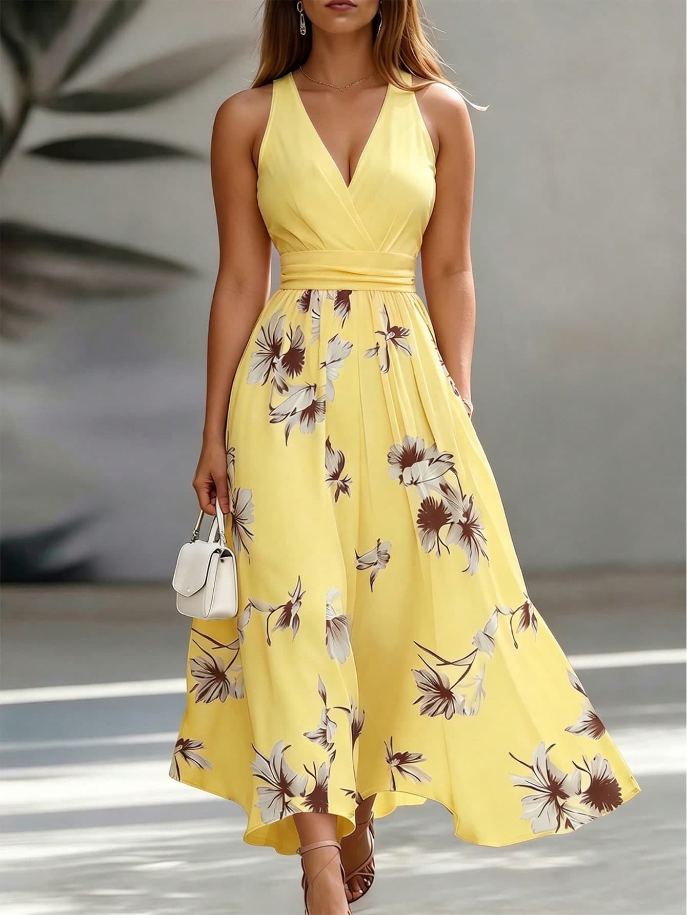 Velvienne Summer New Vacation Casual Elegant Women's Halter Neck Waist-Defining Dress