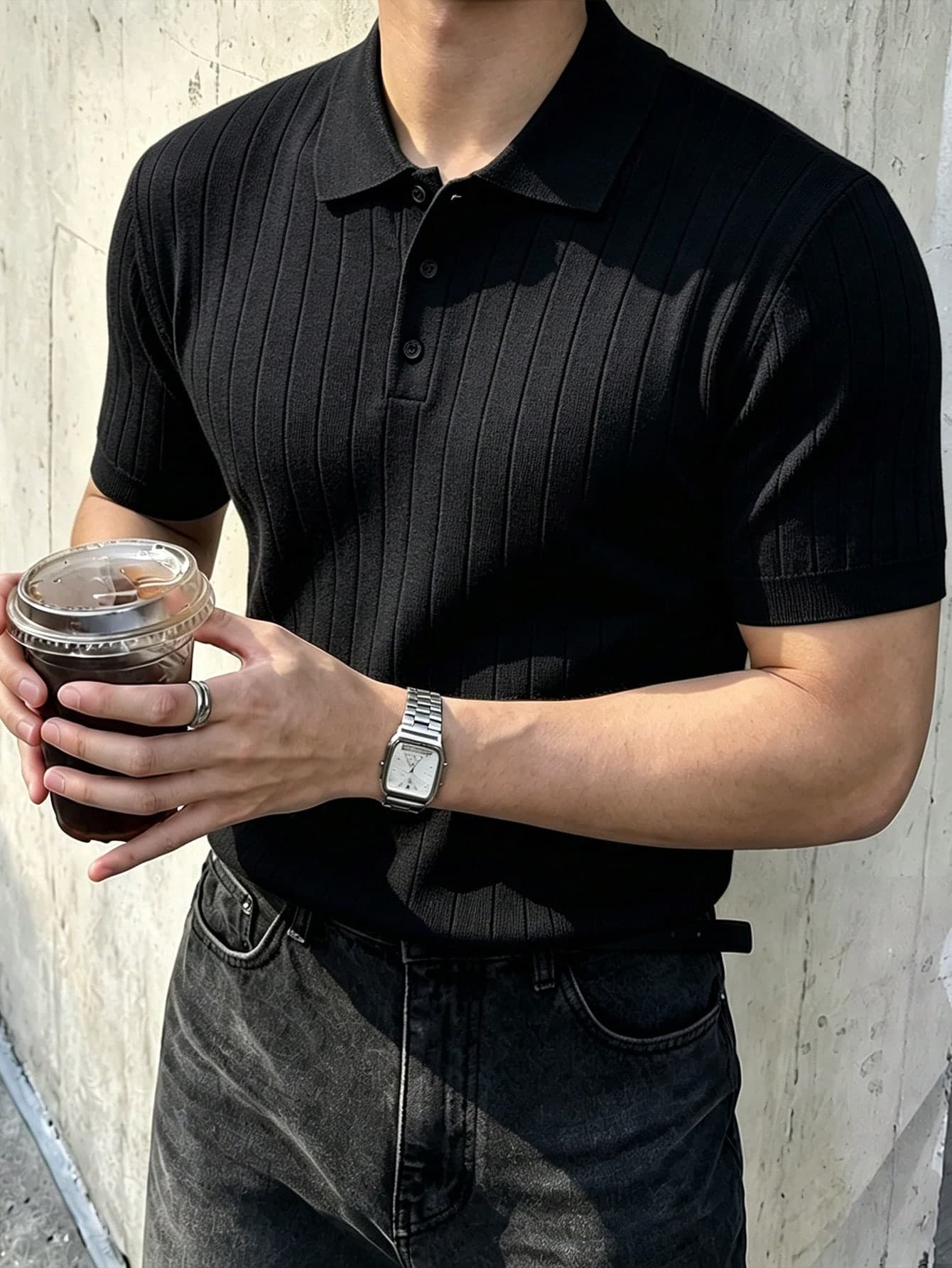 JOLTRO Men's Solid Color Casual Short Sleeve POLO Shirt
