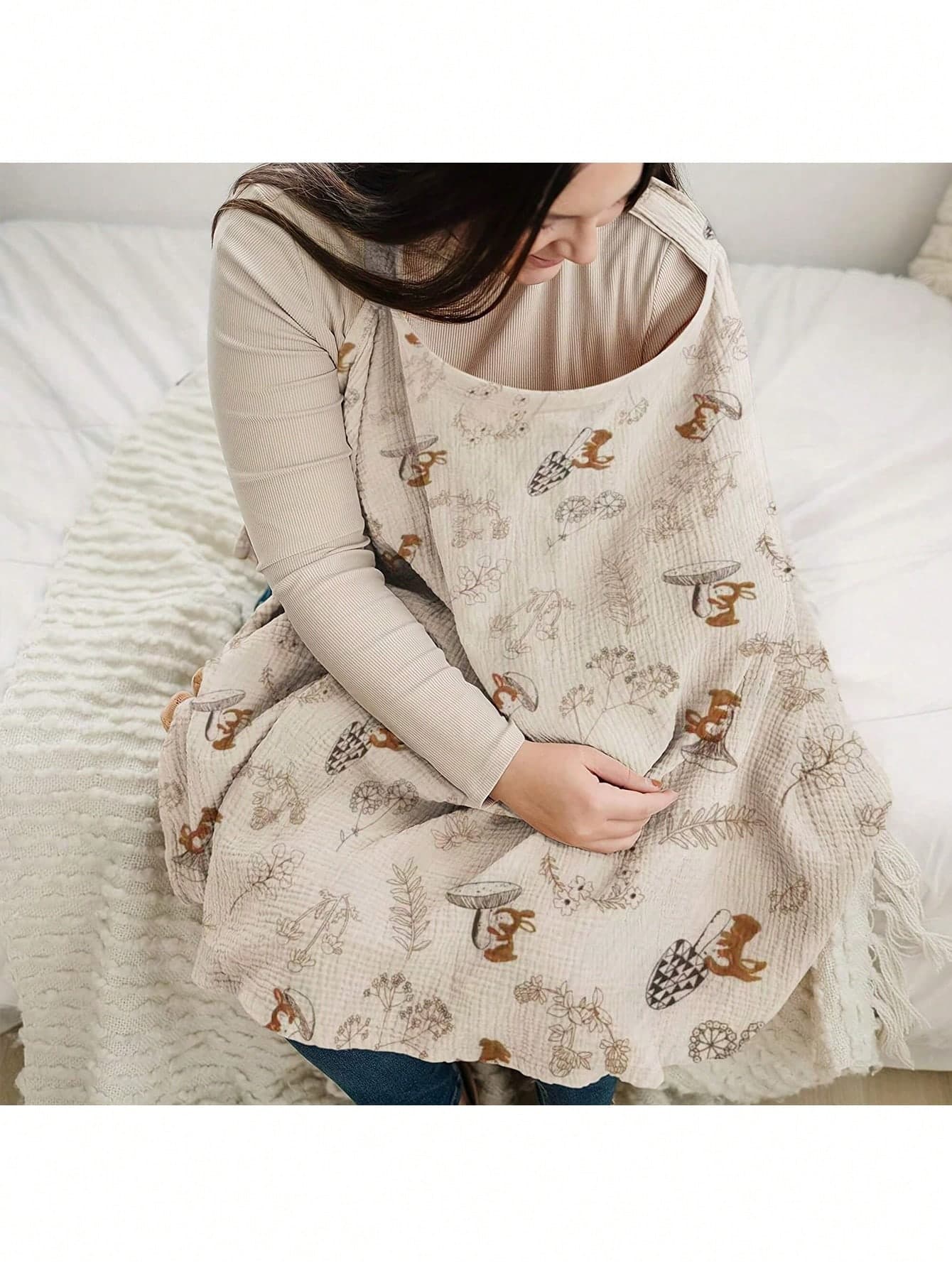 1pc Nursing Cover Scarf, Breathable Breastfeeding Cover Shawl For Outdoor Feeding