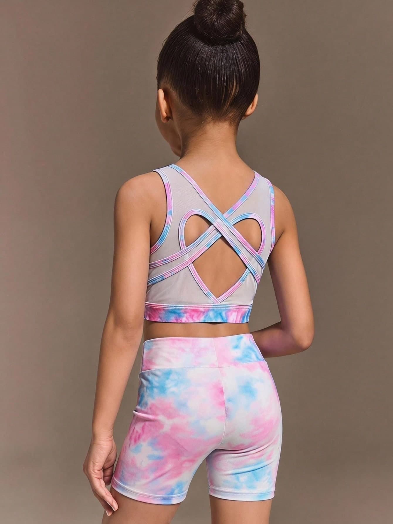 SHEIN Young Girls Clothing Printed Tank Top And Shorts Set, Designed For Young GirlMade Of Soft Elastic Fabric For Comfortable Movement, Suitable For Play, Summer Outings And Casual Sports, A Fashionable And Practical Daily Sports Outfit