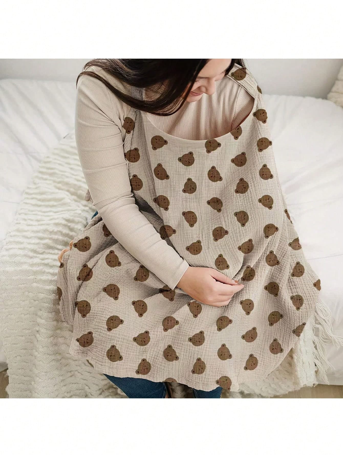1pc Nursing Cover For Women, 100% Woven Fabric Breastfeeding Scarf, Printed Design, Breathable And Light-Blocking, Suitable For Stroller, Car Seat And Nursing, New Moms, 14+ Years