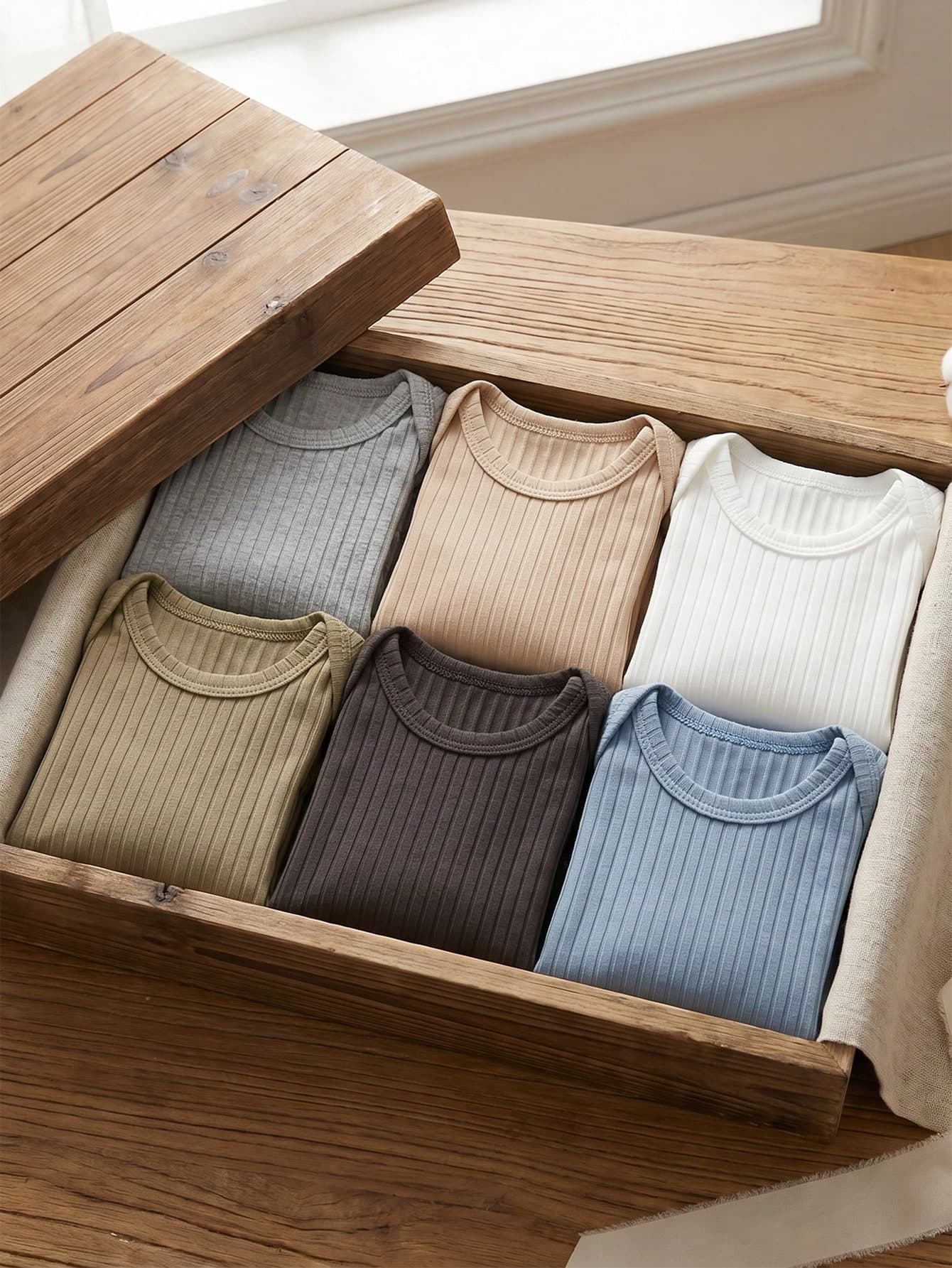 Souflis Souflis 6pcs/Pack Infant Newborn Casual Solid Color Versatile Long Sleeve Rompers Suitable For All Seasons