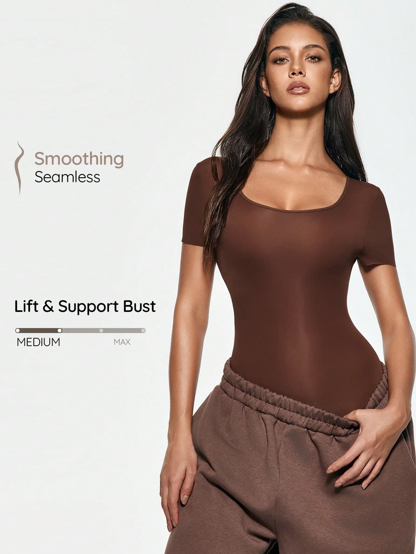 SHAPORA Women's Solid Color Short Sleeve Bodysuit Shorts