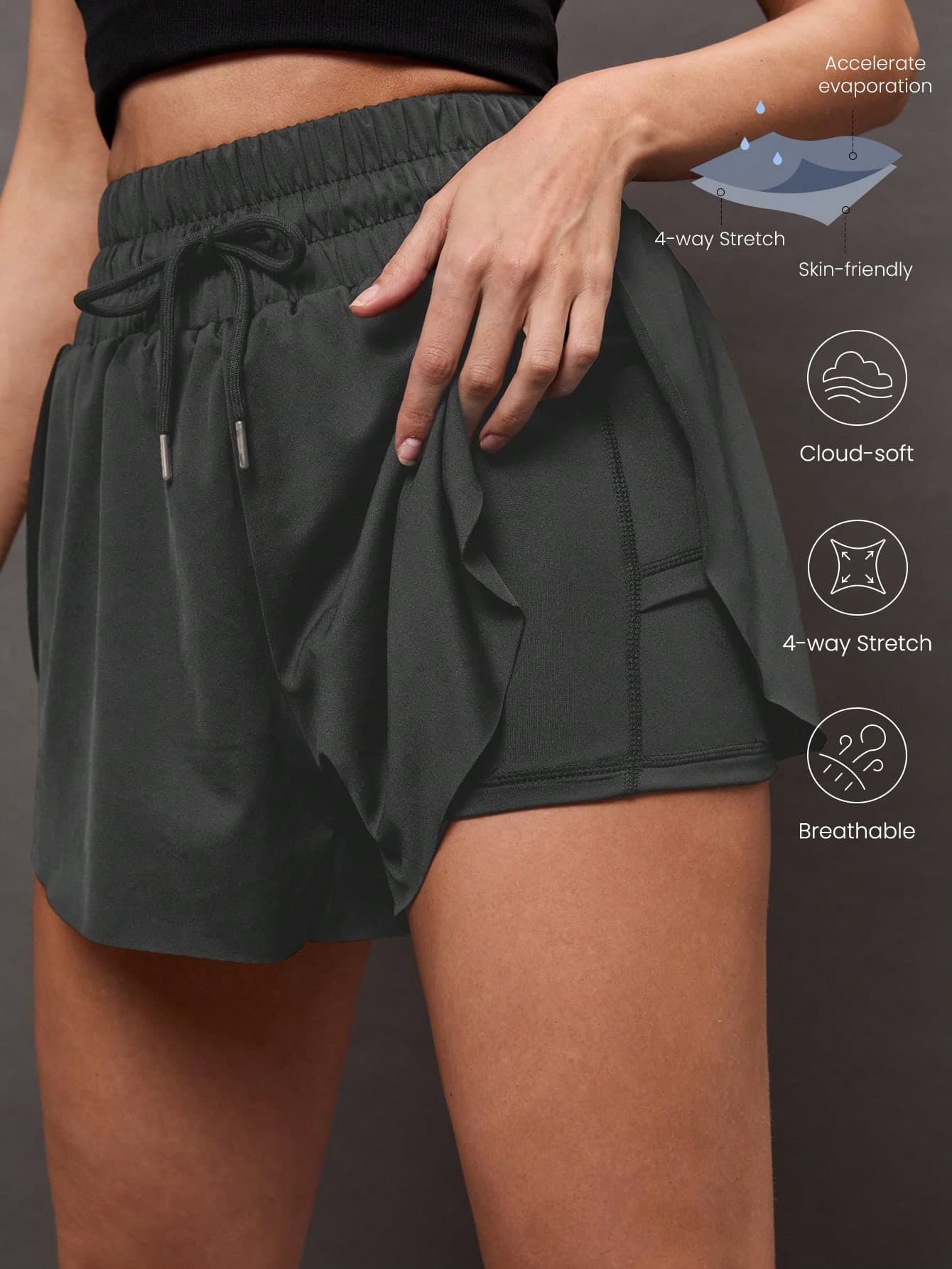Activina Women's Solid Color Drawstring Waist Casual Versatile Daily Pickleball Tennis Shorts Running Yoga StudioTennis Gym Indoor Outdoor Active Daily Fitness