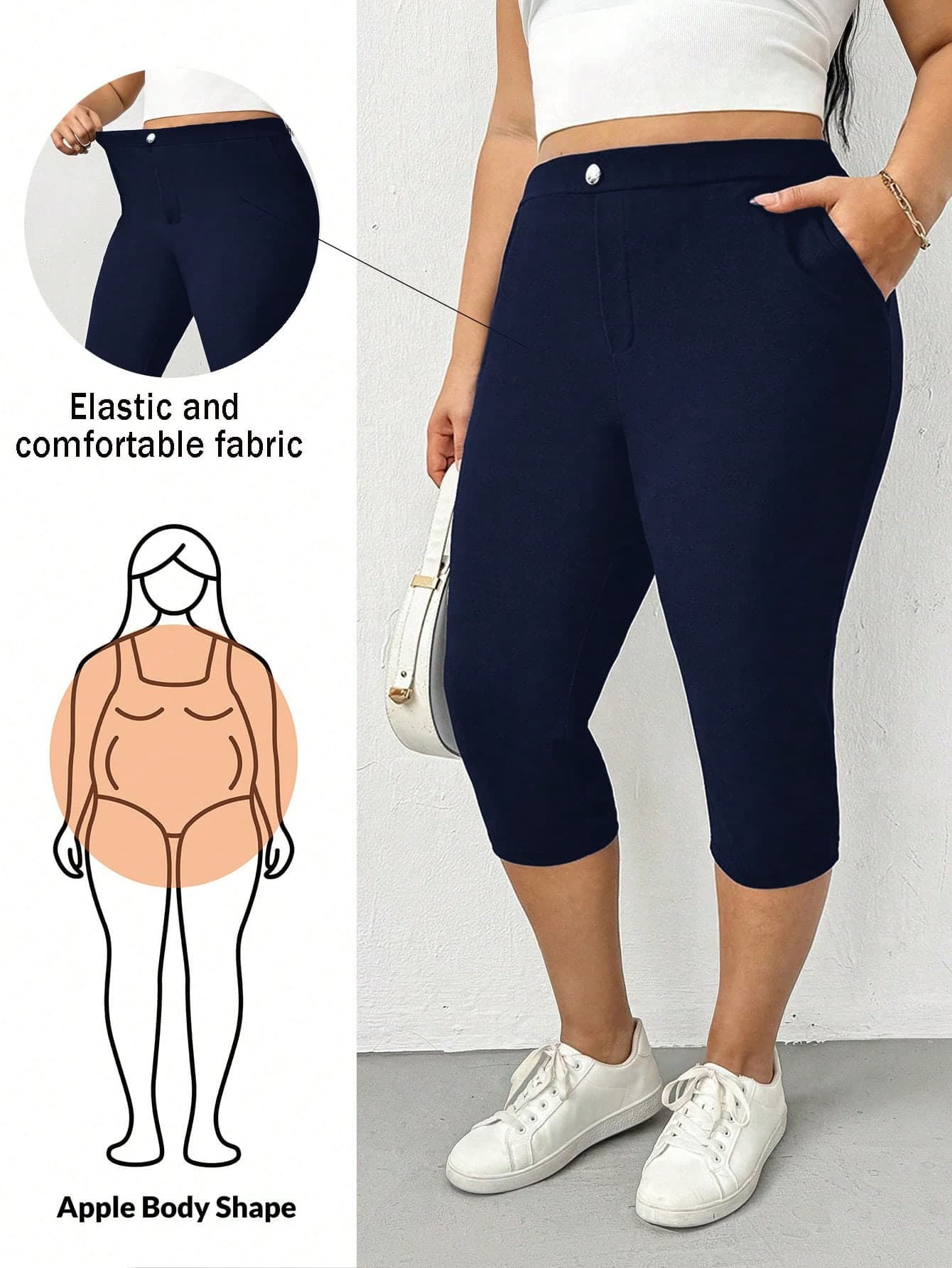 SHEIN Essnce Plus-Size Women's Spring/Summer Fashionable Casual Stretch Comfortable Everyday