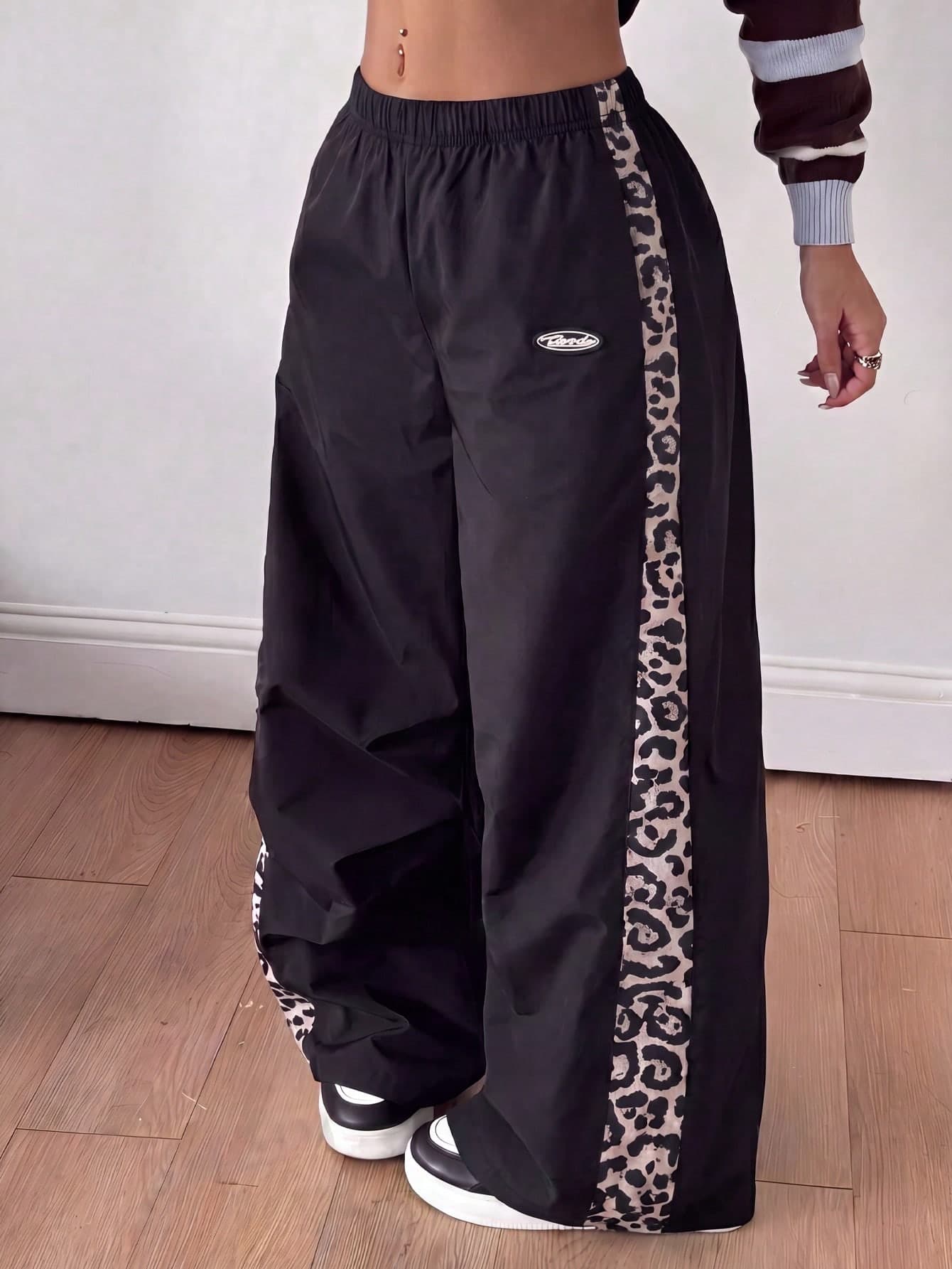 SHEIN Sparklyn Teens' Street Fashion Sporty Hip-Hop Colorblock Oversized Loose Pants