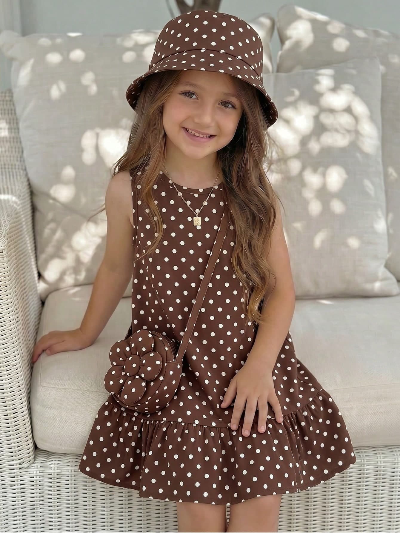 Emery Rose Kids Emery Rose Kids Young Girl Young Girl Polka Dot Casual Vacation Travel Dress