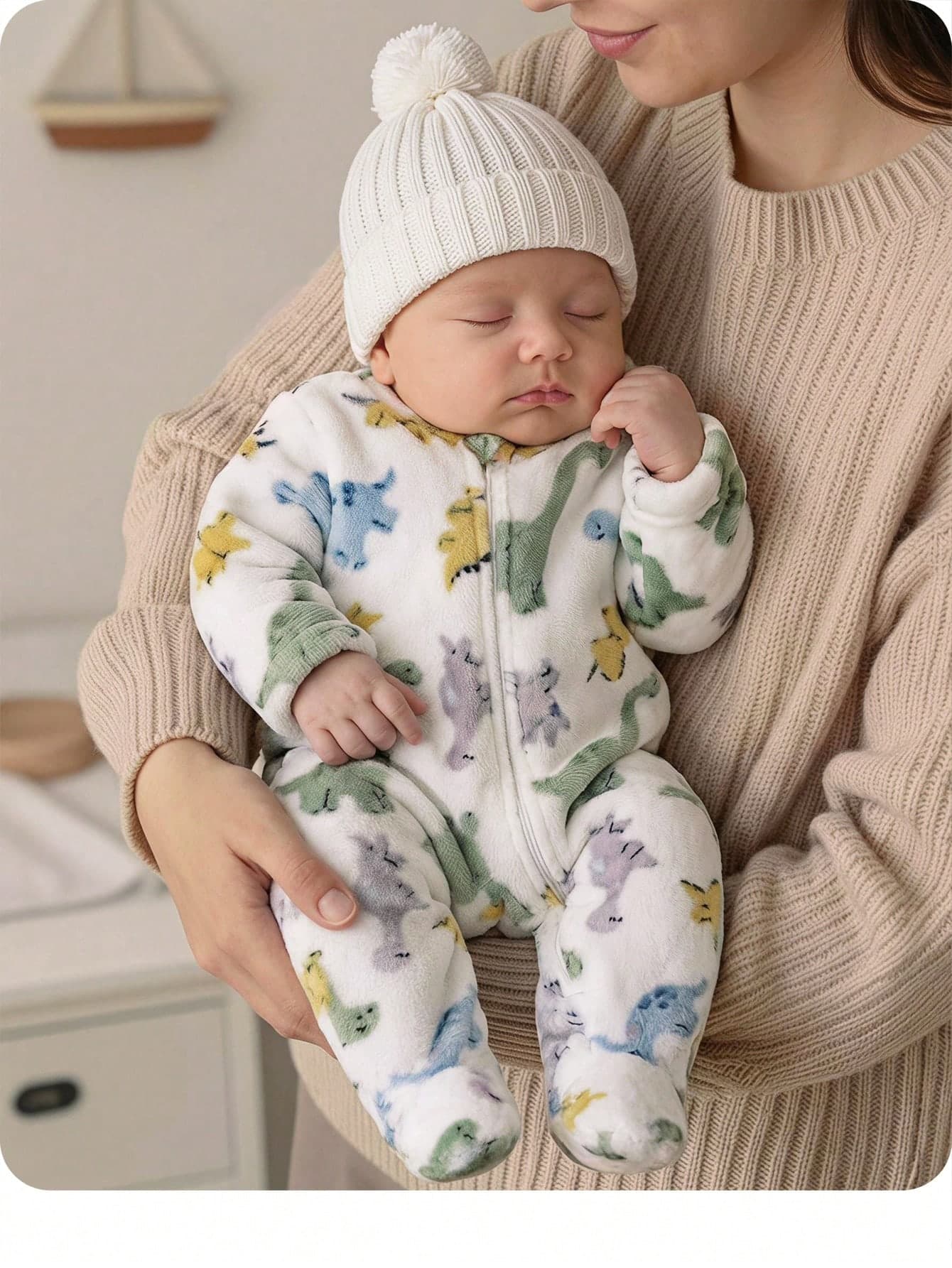 Newborn Baby Boy Cute Autumn/Winter Fluffy Cartoon Pattern Home Wear Romper