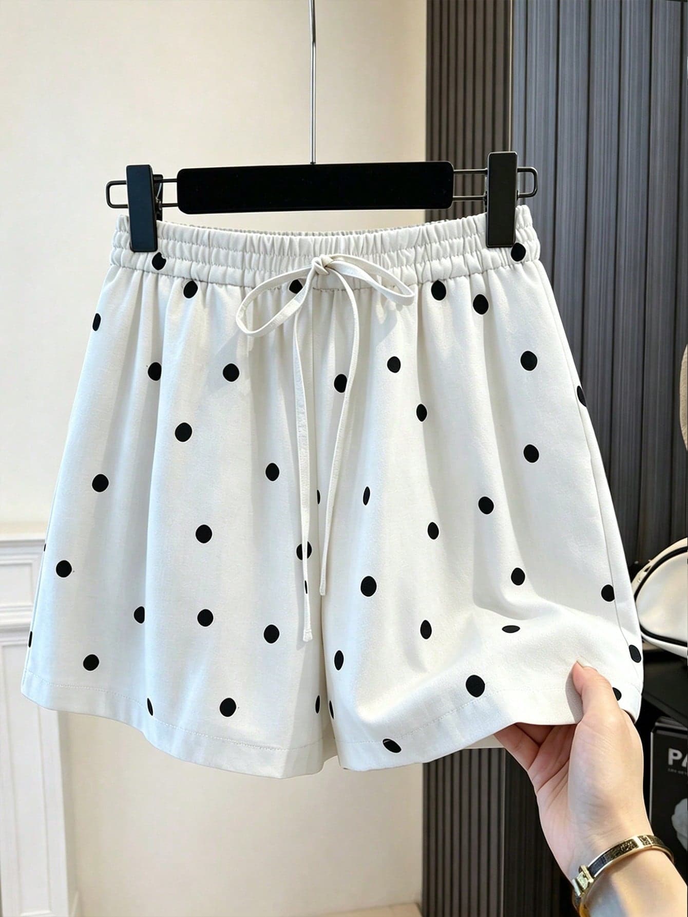 GlowEve CURVE Plus Size Women's Polka Dot Loose Casual Cute Woven Daily Sweet Beach Vacation Lazy Relaxed Vintage Korean Style Commute Shorts Summer