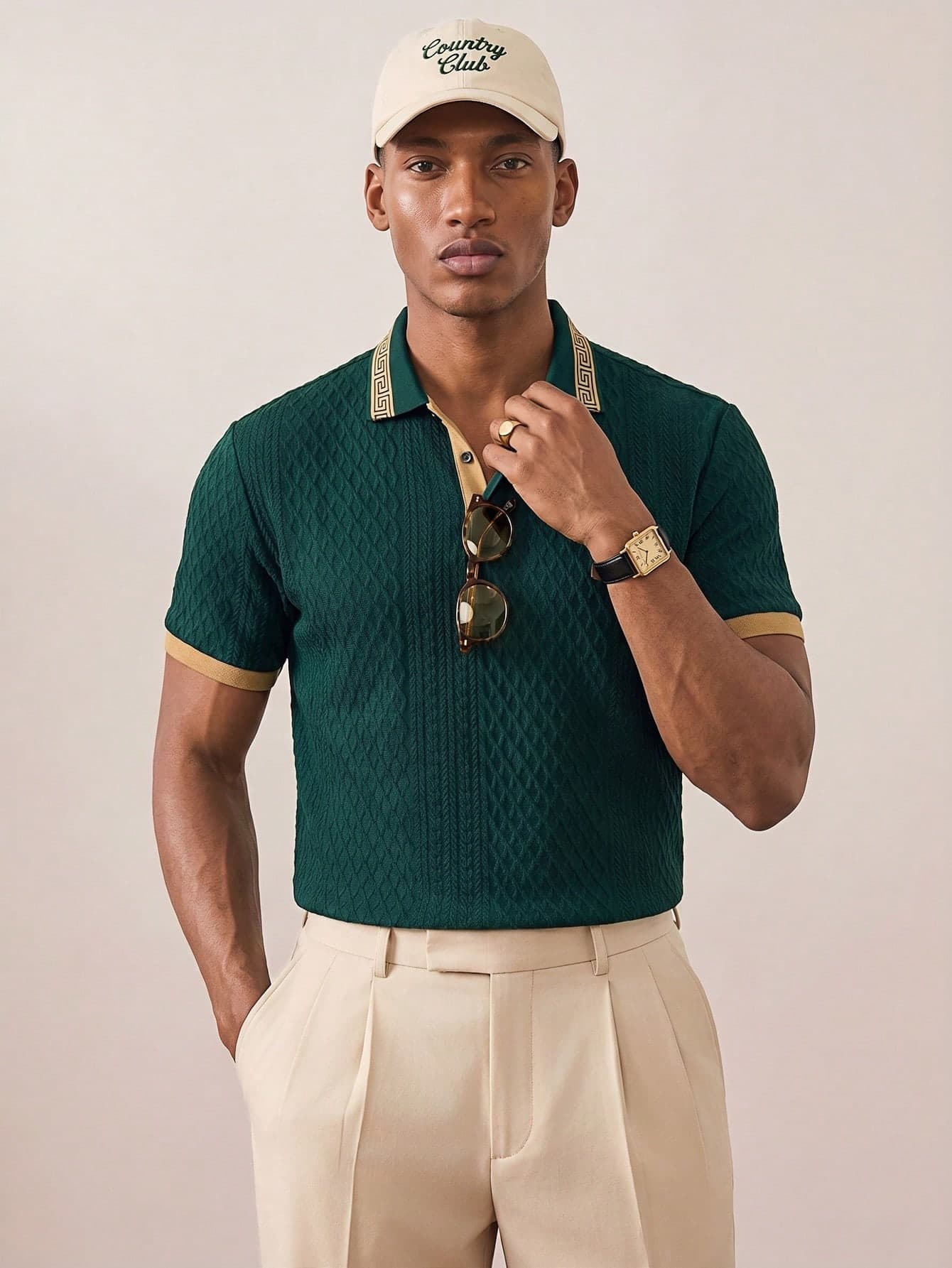 Tonviero Men's Casual Business Polo Shirt, Short Sleeve, Formal, Ceremony
