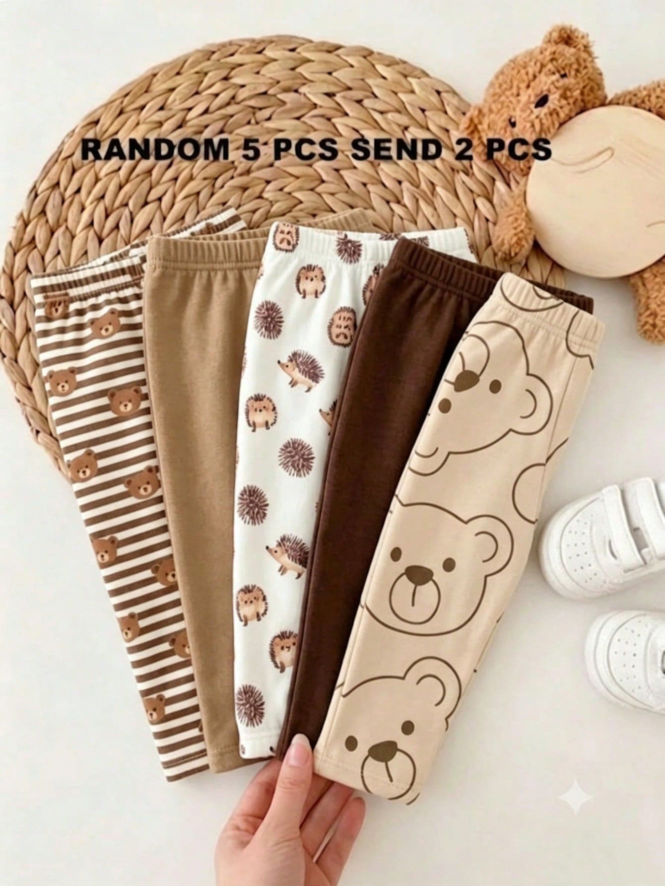 SHEIN Playful Pals Randomly Ships 2 Of 5 Baby Boys New Fashion Comfortable Simple Soft Casual Long Pants, Baby Boy Pants Set,