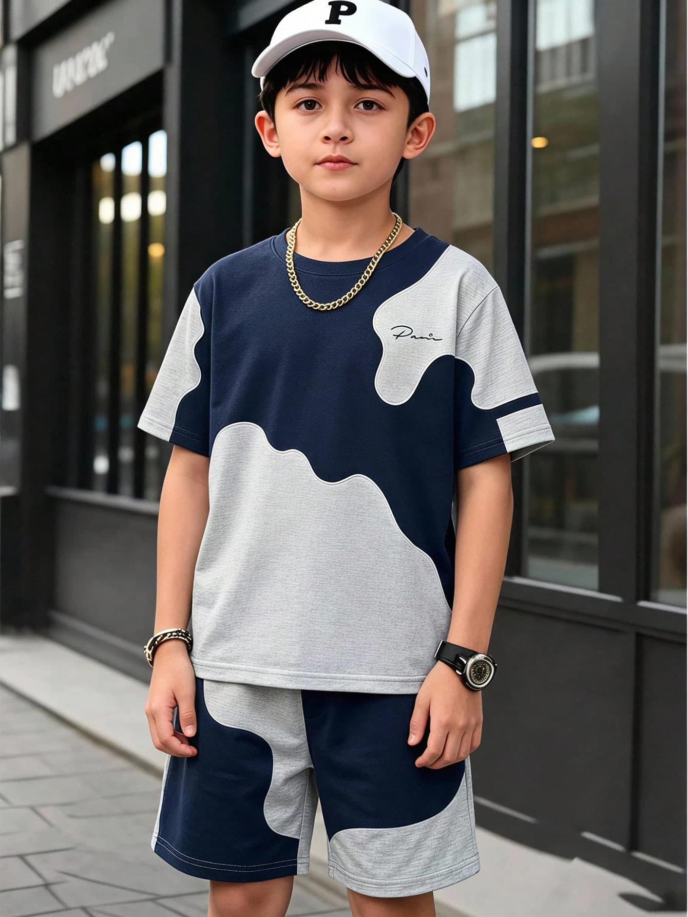 2pcs Tween Boy Casual Cool Style English Slogan Print, Fashion Crew Neck Short Sleeve T-Shirt And Sports Shorts Set, Suitable For Holiday Parties, Spring/Summer, Comfortable And Easy To Wear, Summer Essential, Fashion Casual Wear, Spring/Summer Streetwear, Casual Outfits For Back To School, Suitable For Outdoor Picnic