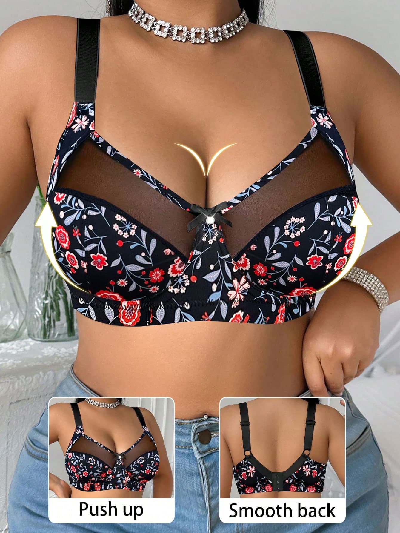 Bare Chapter Leopard Print Plus Size Wireless Bra, 1pc