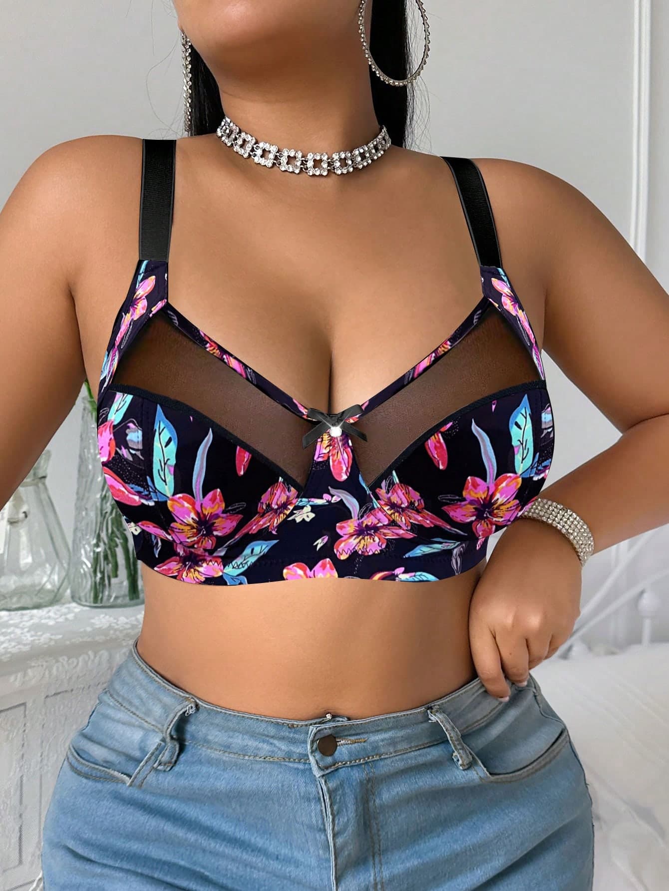 Bare Chapter Leopard Print Plus Size Wireless Bra, 1pc